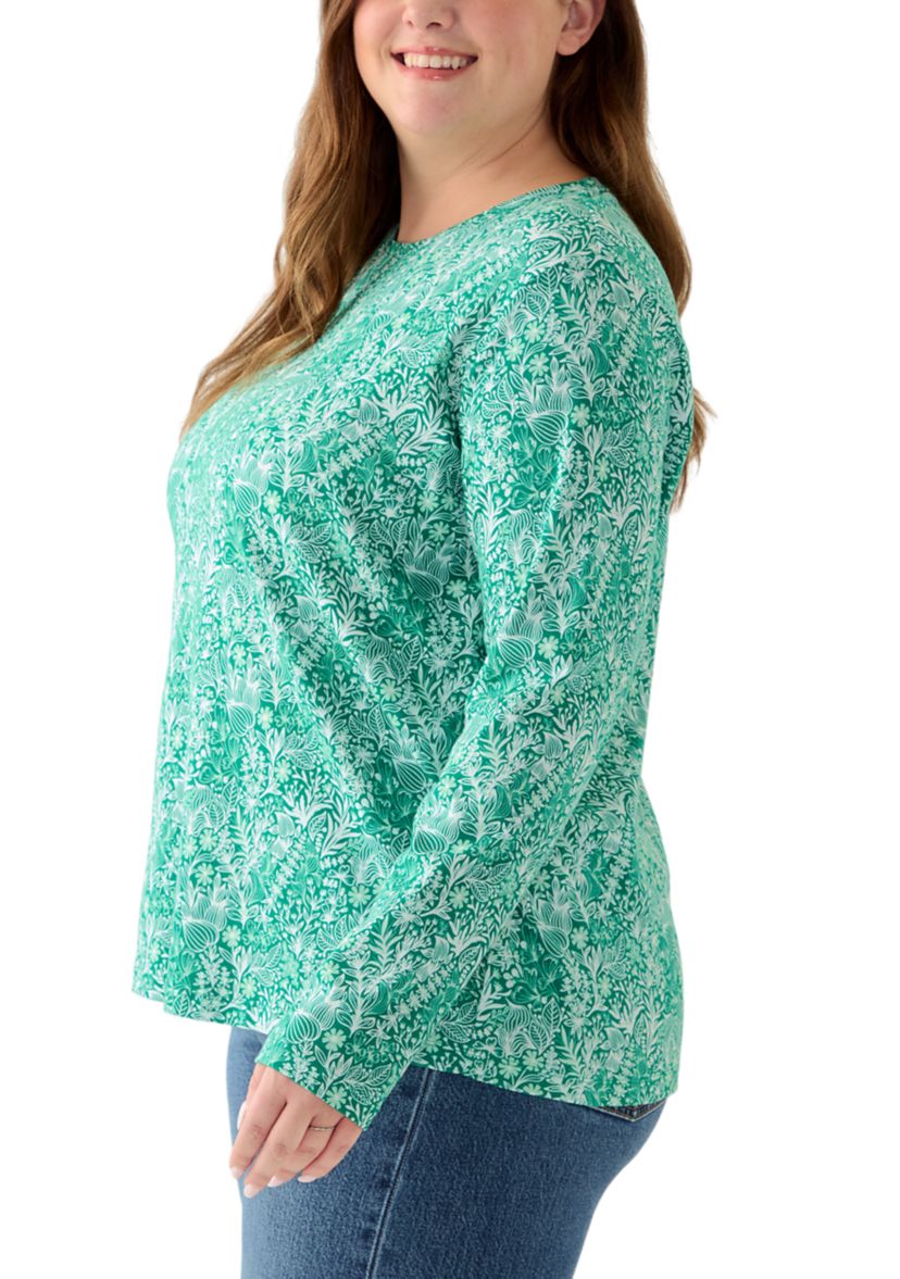 Plus Size Long Sleeve Printed Shirt