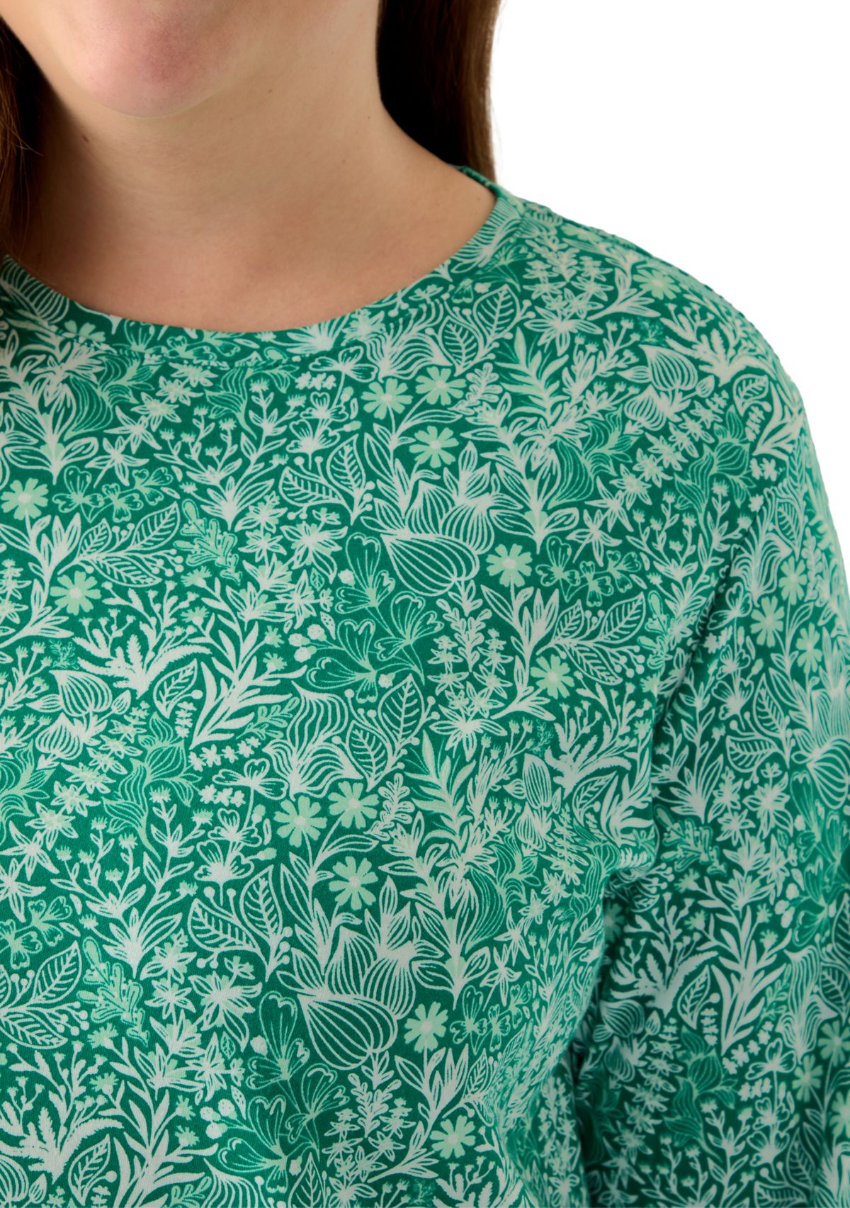 Plus Size Long Sleeve Printed Shirt
