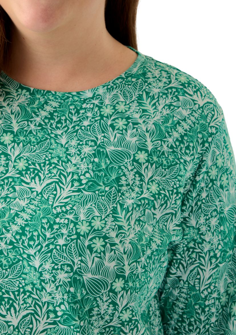 Plus Size Long Sleeve Printed Shirt