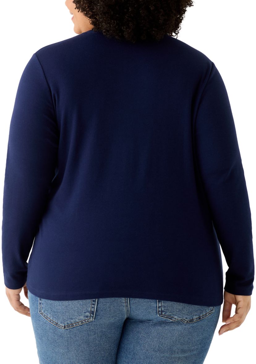 Plus Size Long Sleeve Holiday Graphic T-Shirt