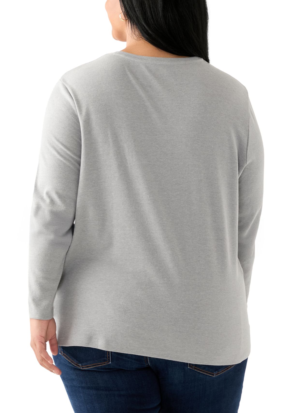 Plus Size Long Sleeve Crew Neck Graphic Shirt