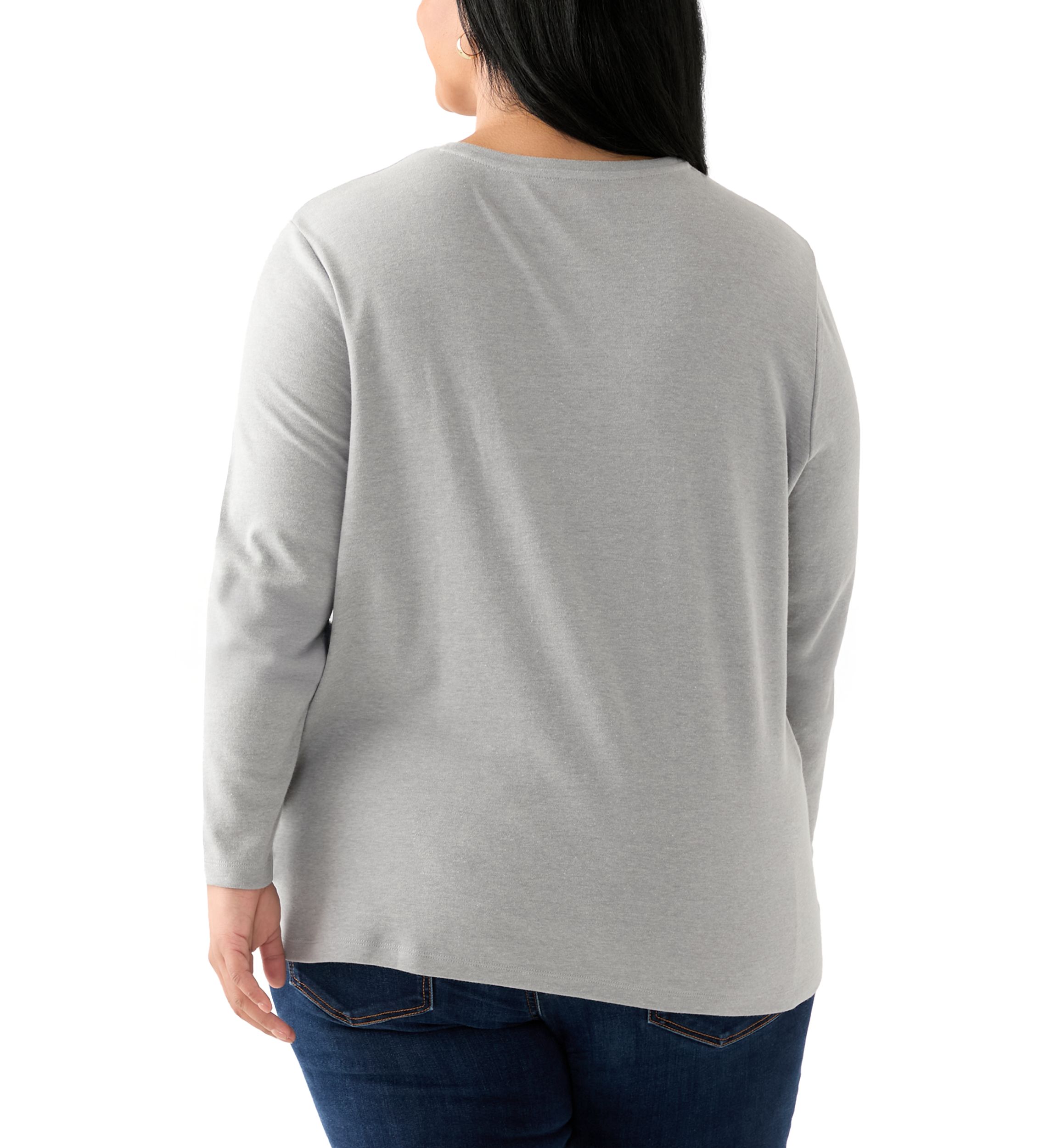 Plus Size Long Sleeve Crew Neck Graphic Shirt