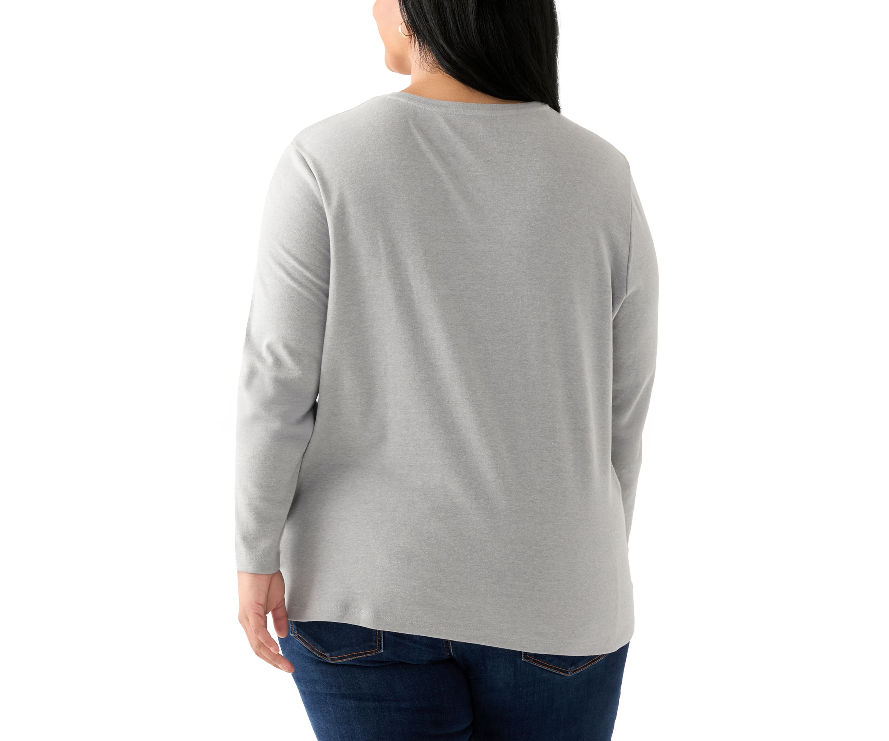Plus Size Long Sleeve Crew Neck Graphic Shirt