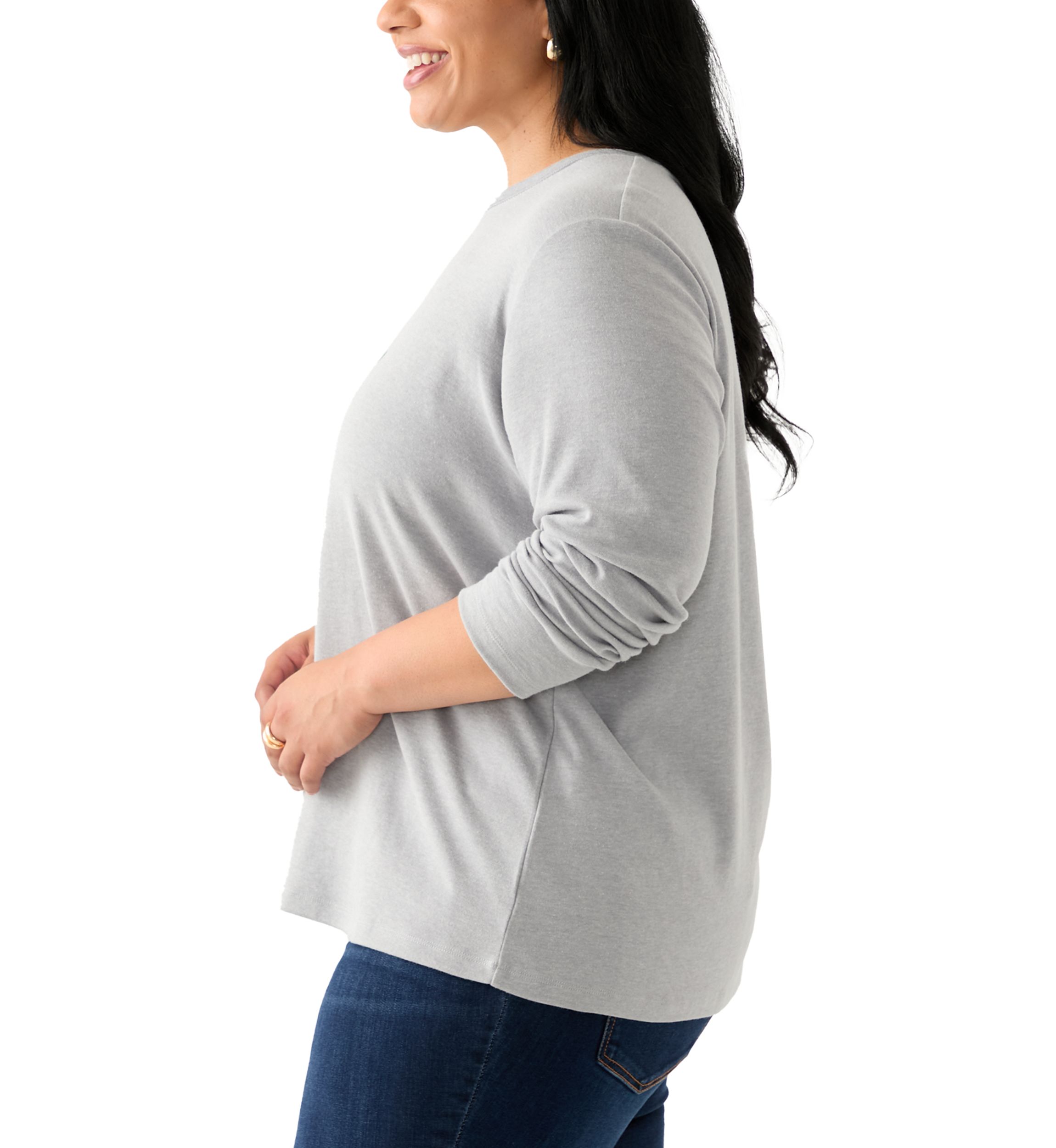 Plus Size Long Sleeve Crew Neck Graphic Shirt