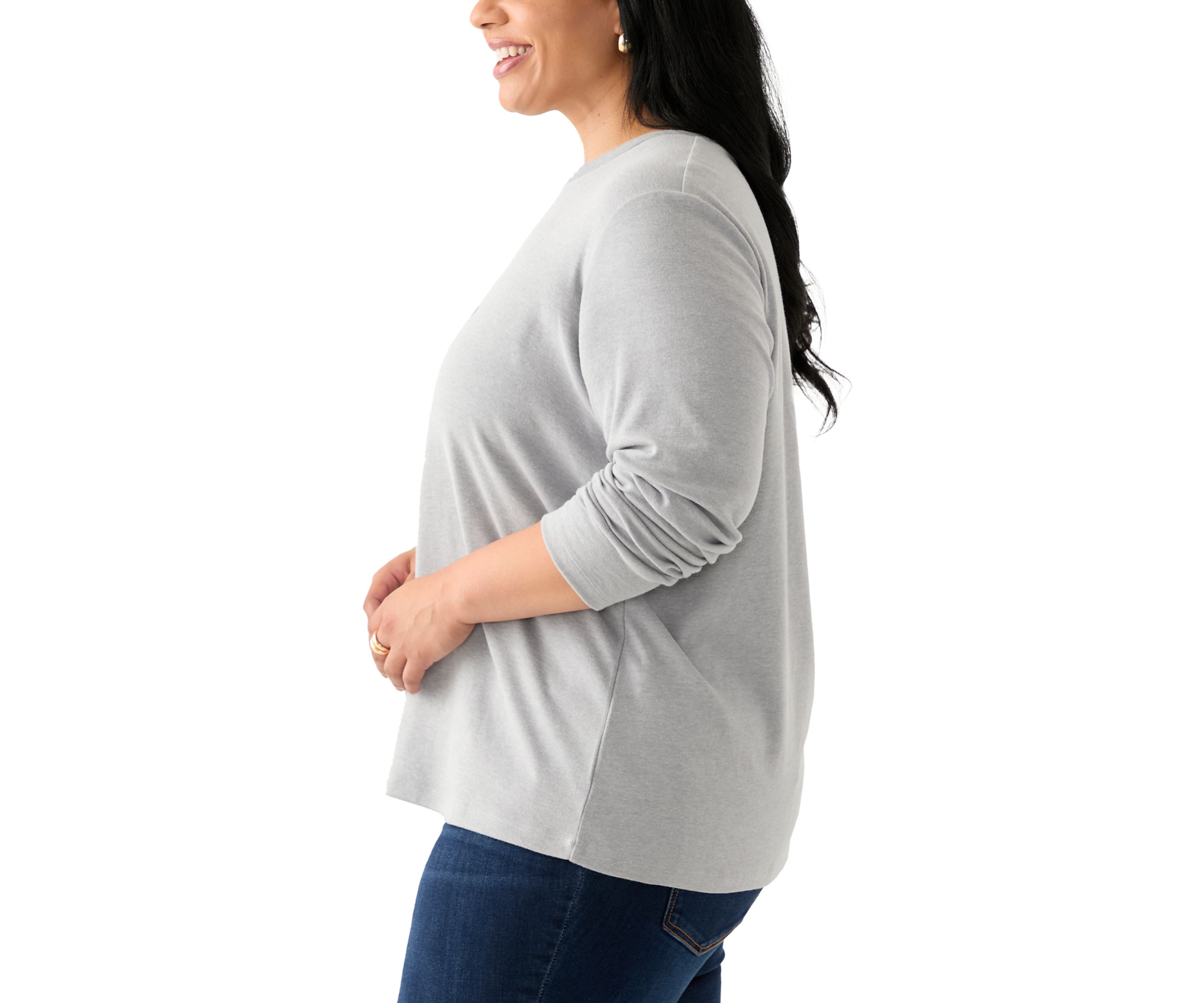 Plus Size Long Sleeve Crew Neck Graphic Shirt