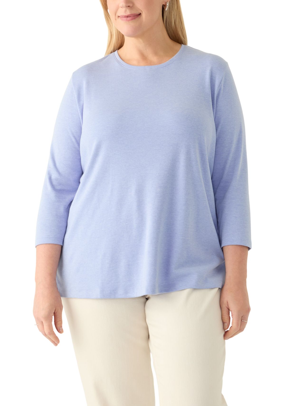 Plus Size 3/4 Sleeve Heather Pullover