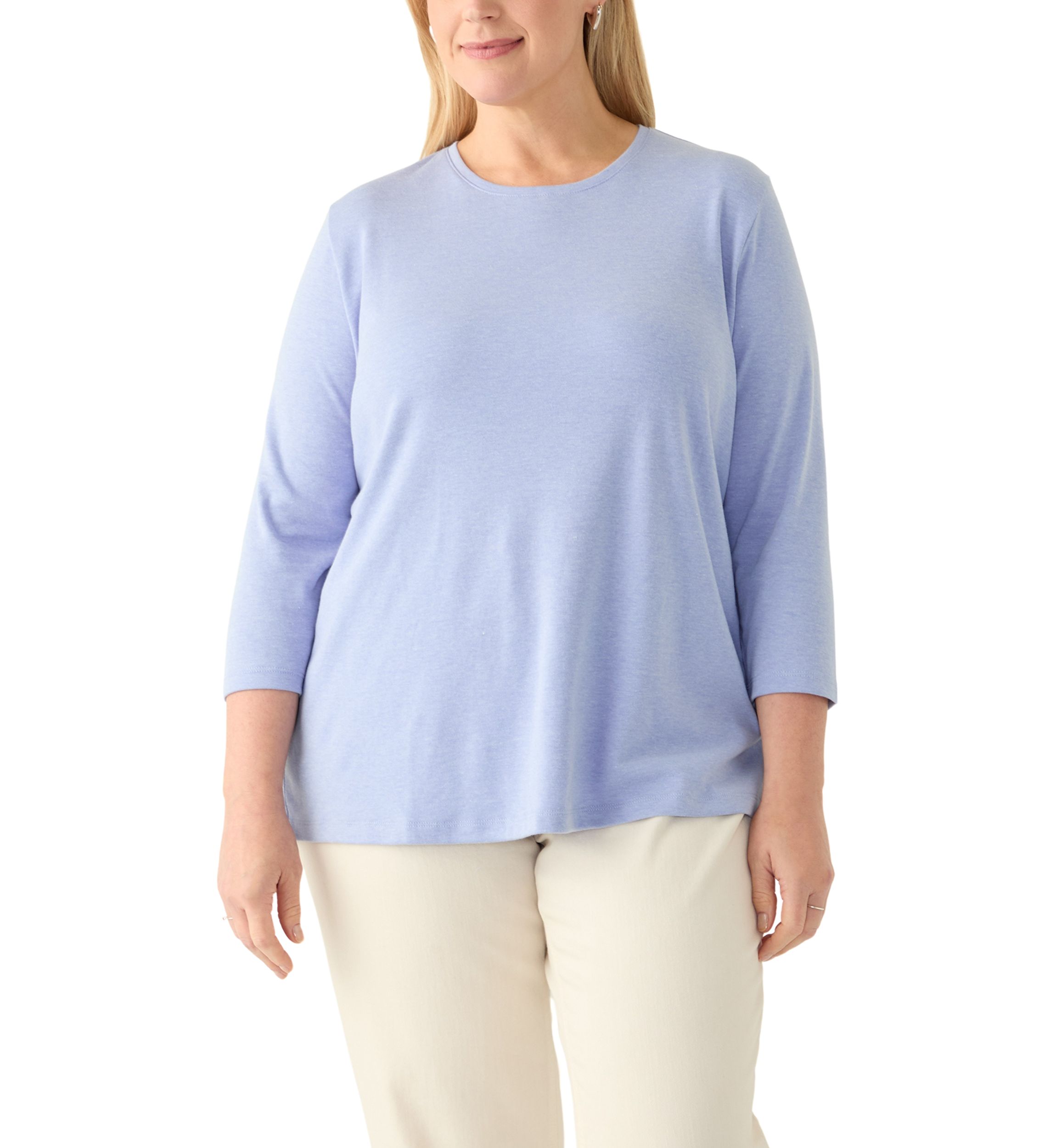 Plus Size 3/4 Sleeve Heather Pullover