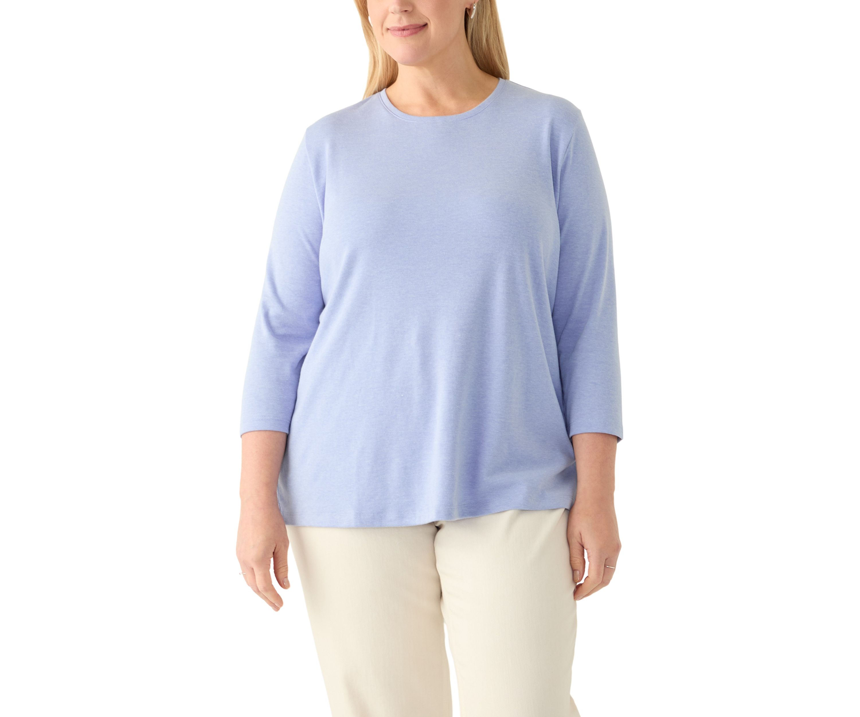 Plus Size 3/4 Sleeve Heather Pullover
