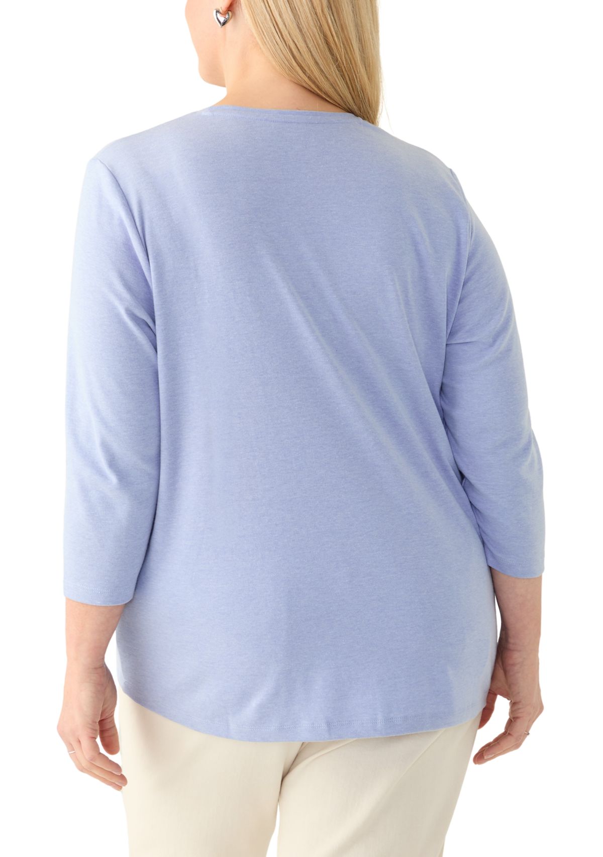 Plus Size 3/4 Sleeve Heather Pullover