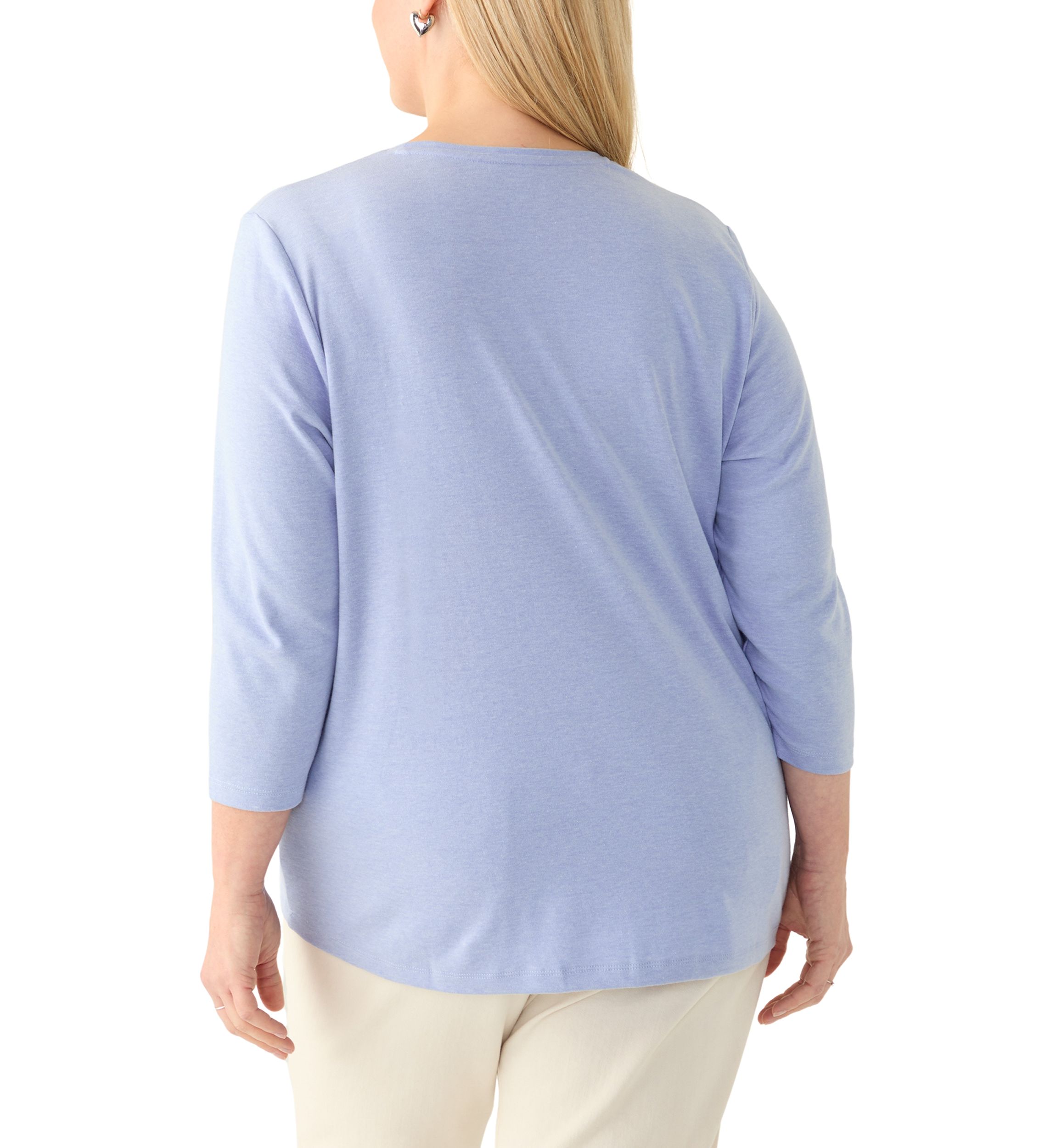 Plus Size 3/4 Sleeve Heather Pullover