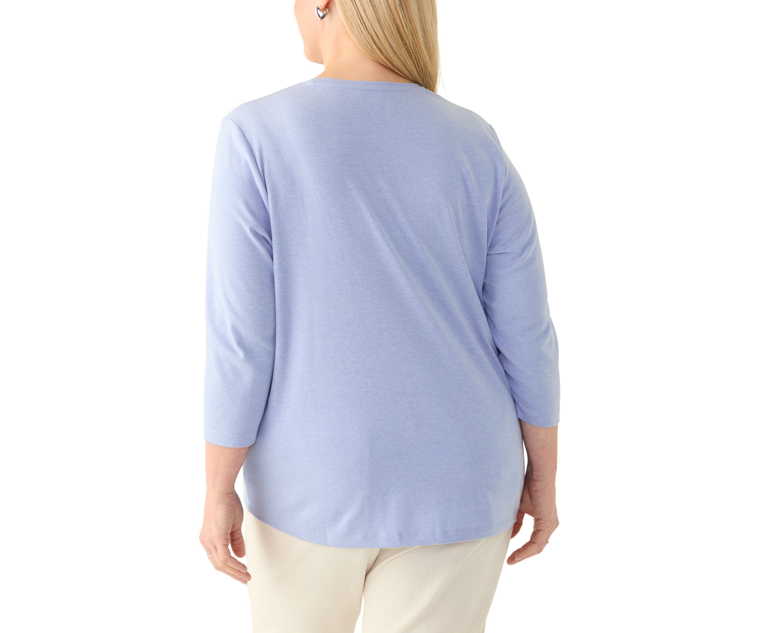 Plus Size 3/4 Sleeve Heather Pullover