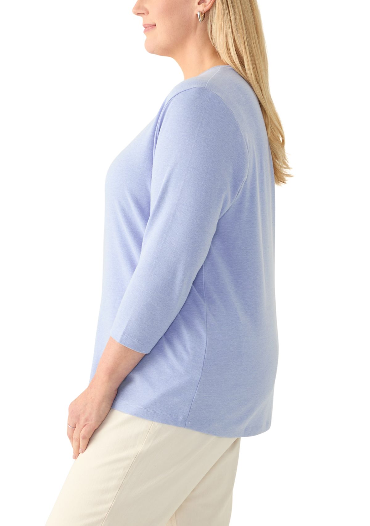 Plus Size 3/4 Sleeve Heather Pullover