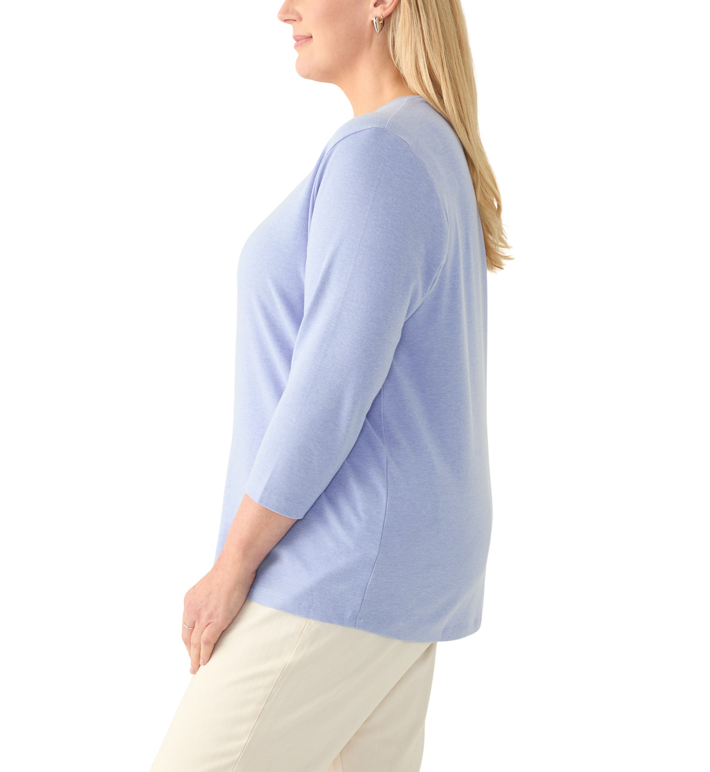 Plus Size 3/4 Sleeve Heather Pullover