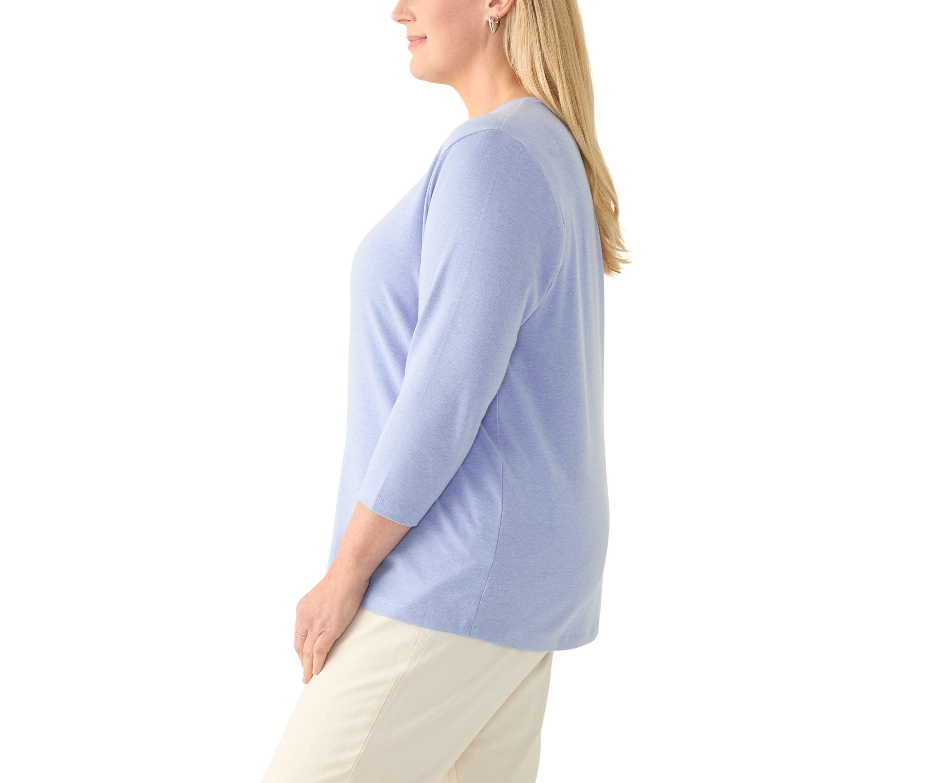 Plus Size 3/4 Sleeve Heather Pullover