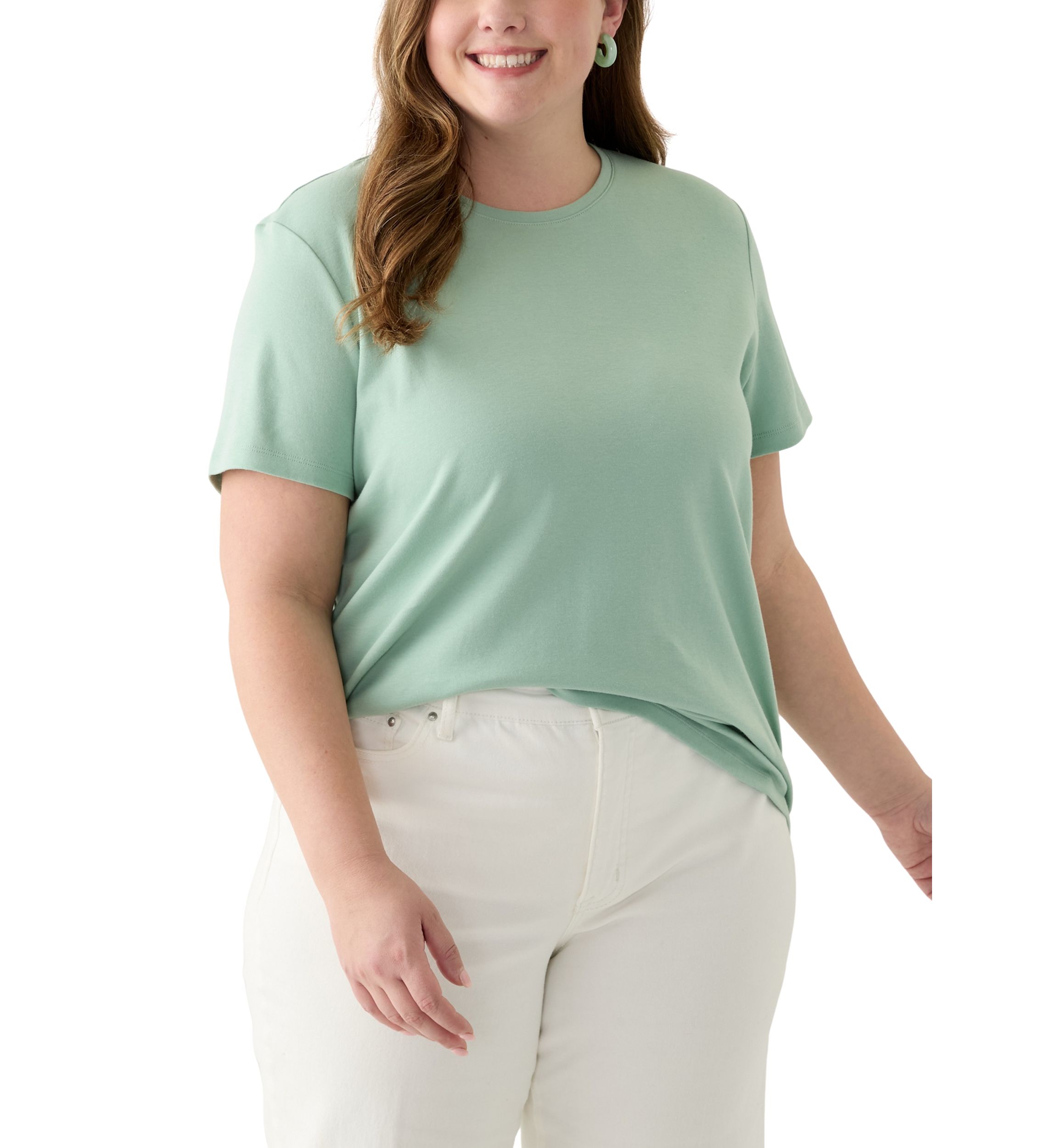 Plus Size Short Sleeve Crew Neck Fashion Solid T-Shirt