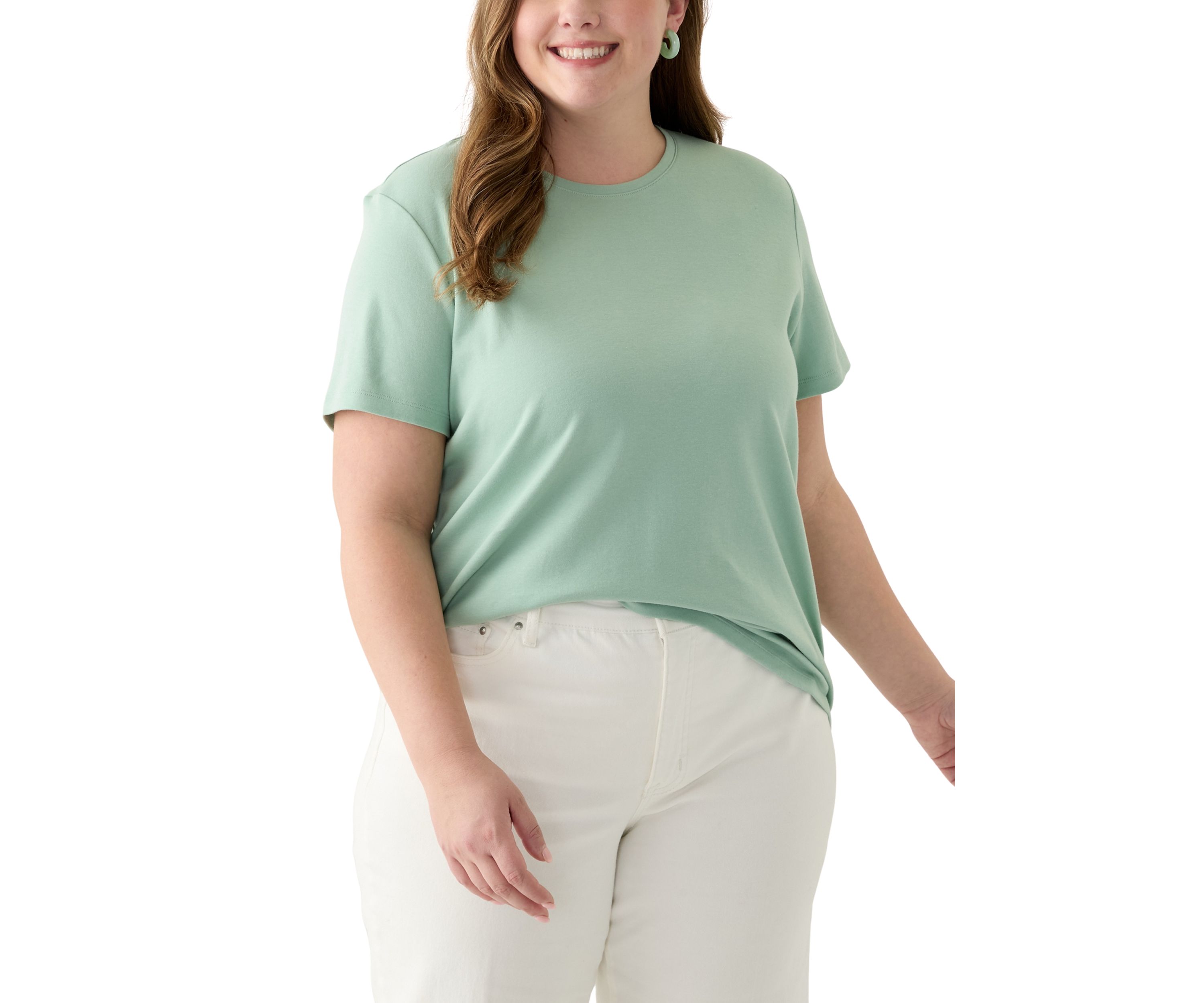 Plus Size Short Sleeve Crew Neck Fashion Solid T-Shirt