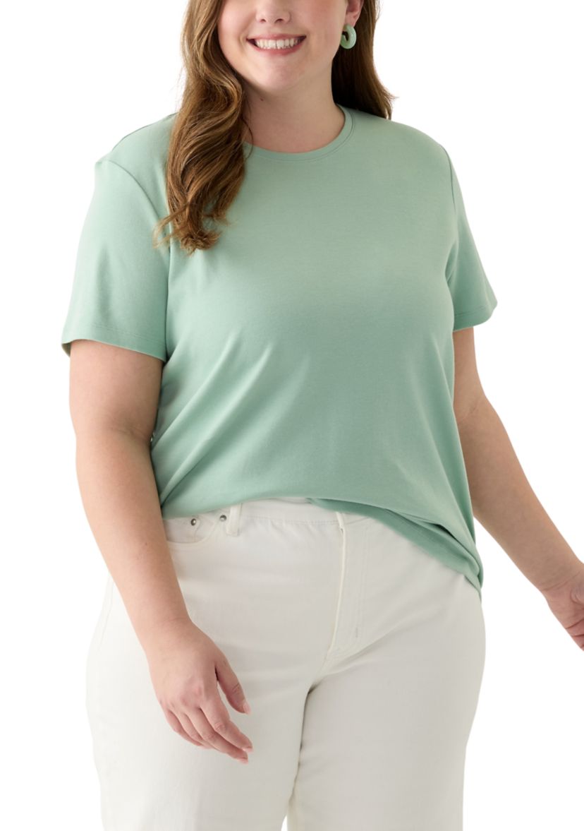 Plus Size Short Sleeve Crew Neck Fashion Solid T-Shirt
