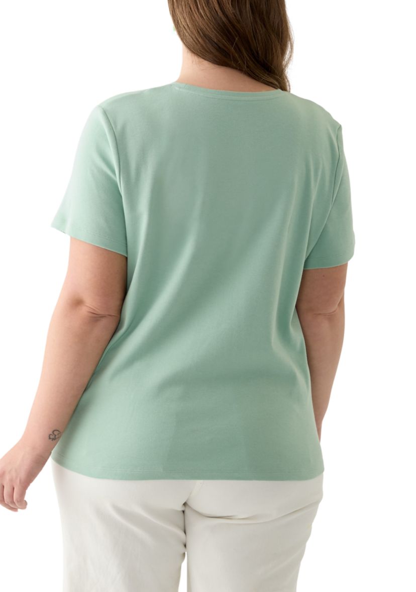 Plus Size Short Sleeve Crew Neck Fashion Solid T-Shirt