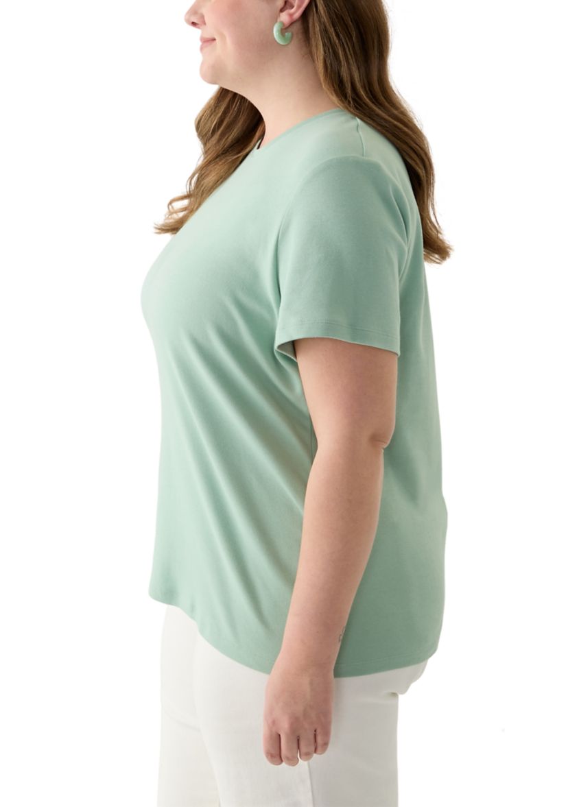 Plus Size Short Sleeve Crew Neck Fashion Solid T-Shirt