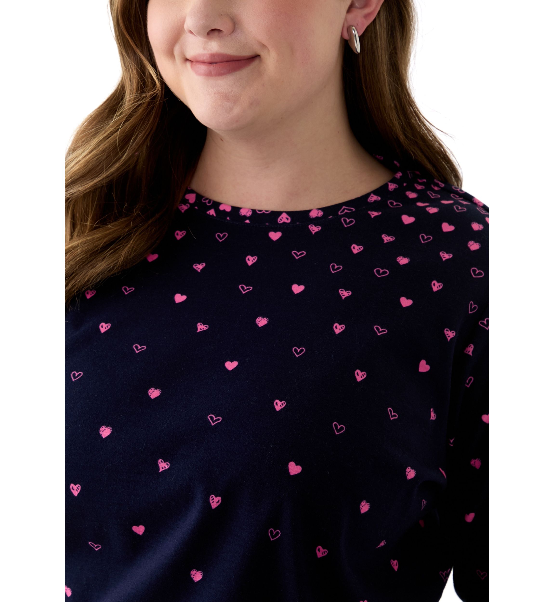 Plus Size 3/4 Sleeve Crew Neck Placement Print T-Shirt