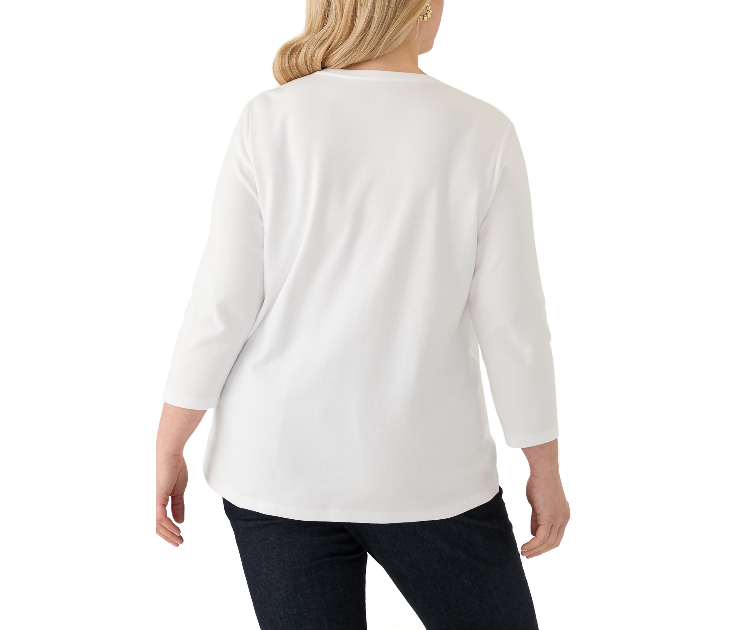 Plus Size 3/4 Sleeve Crew Graphic T-Shirt 