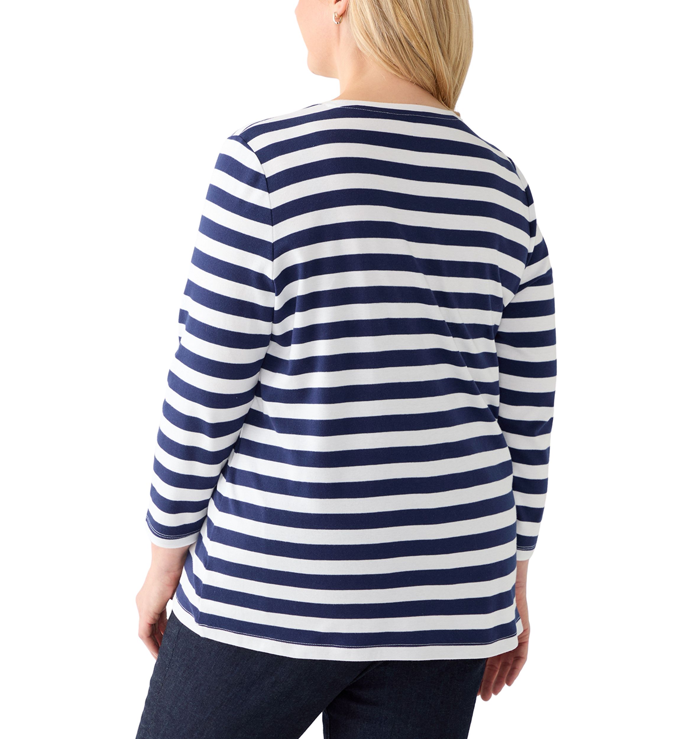 Plus Size 3/4 Sleeve Yarn Dyed Graphic T-Shirt