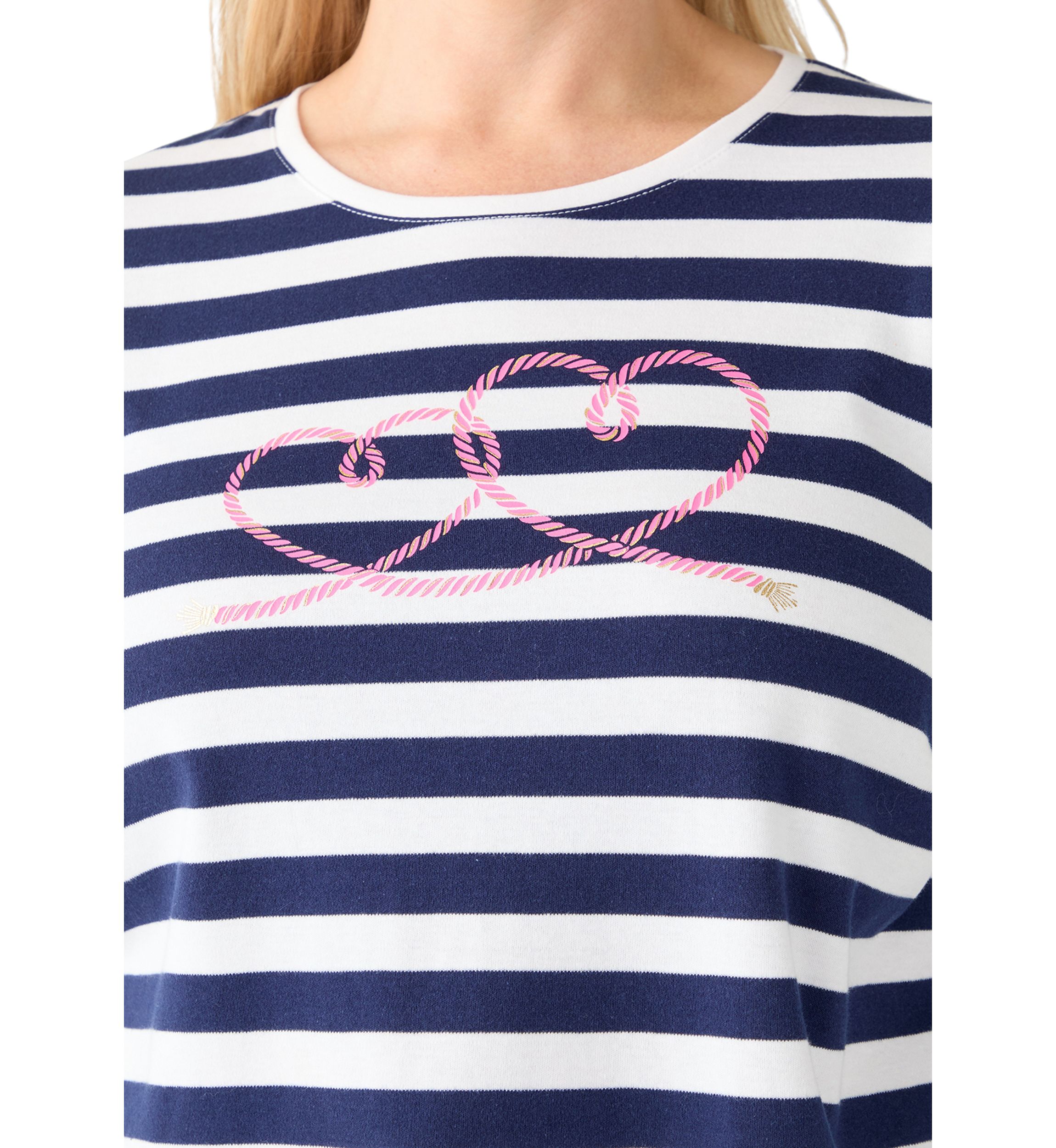 Plus Size 3/4 Sleeve Yarn Dyed Graphic T-Shirt