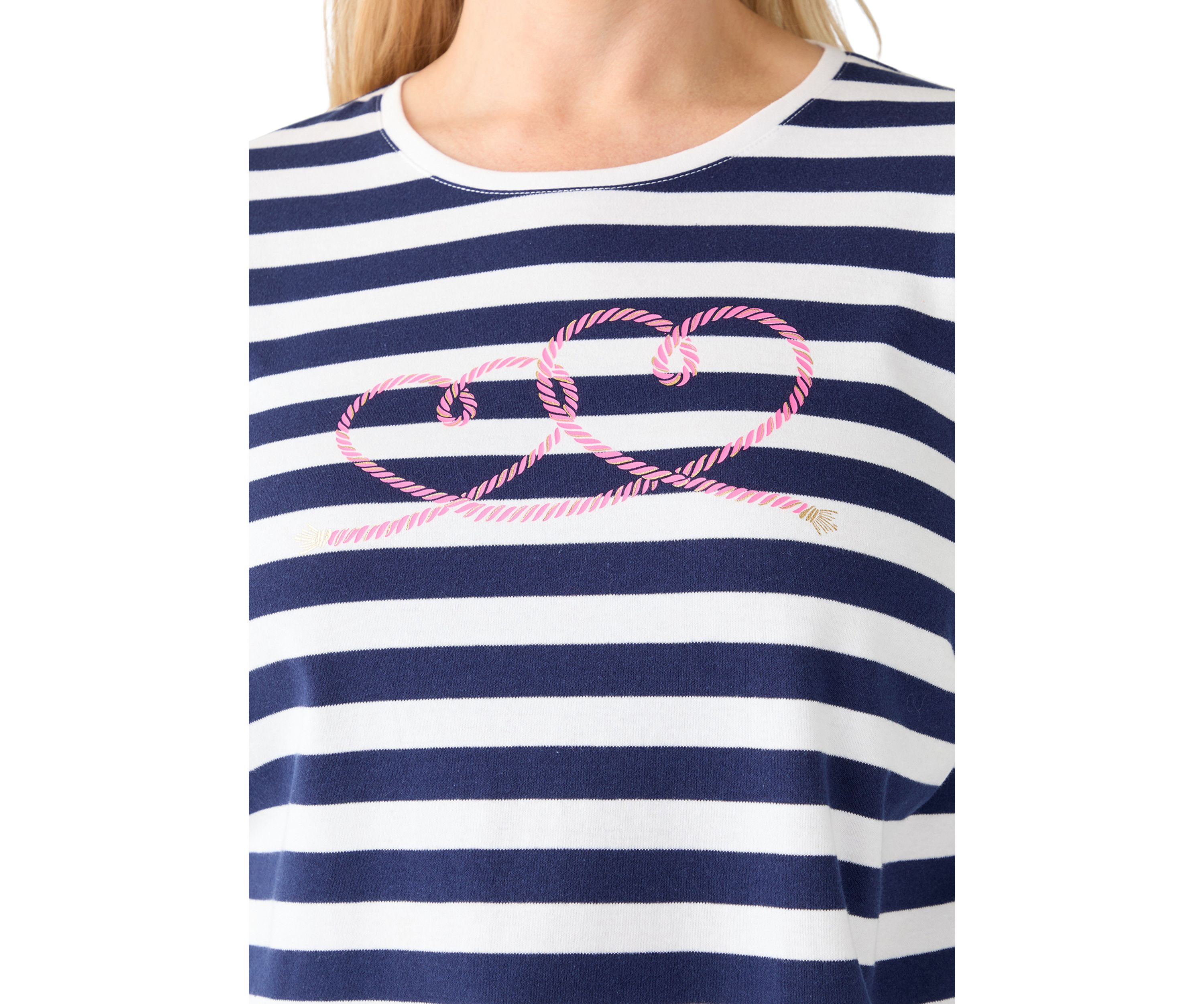 Plus Size 3/4 Sleeve Yarn Dyed Graphic T-Shirt