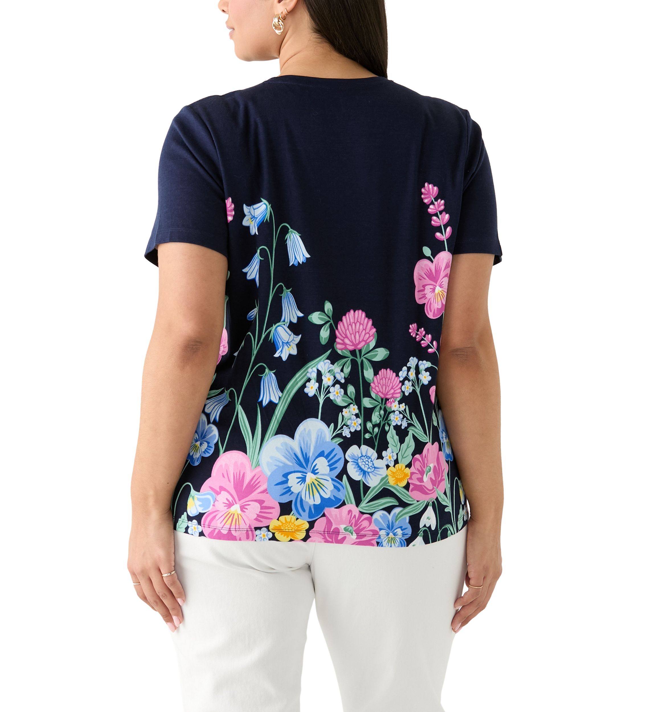 Plus Size Short Sleeve Crew Neck Placement Print T-Shirt