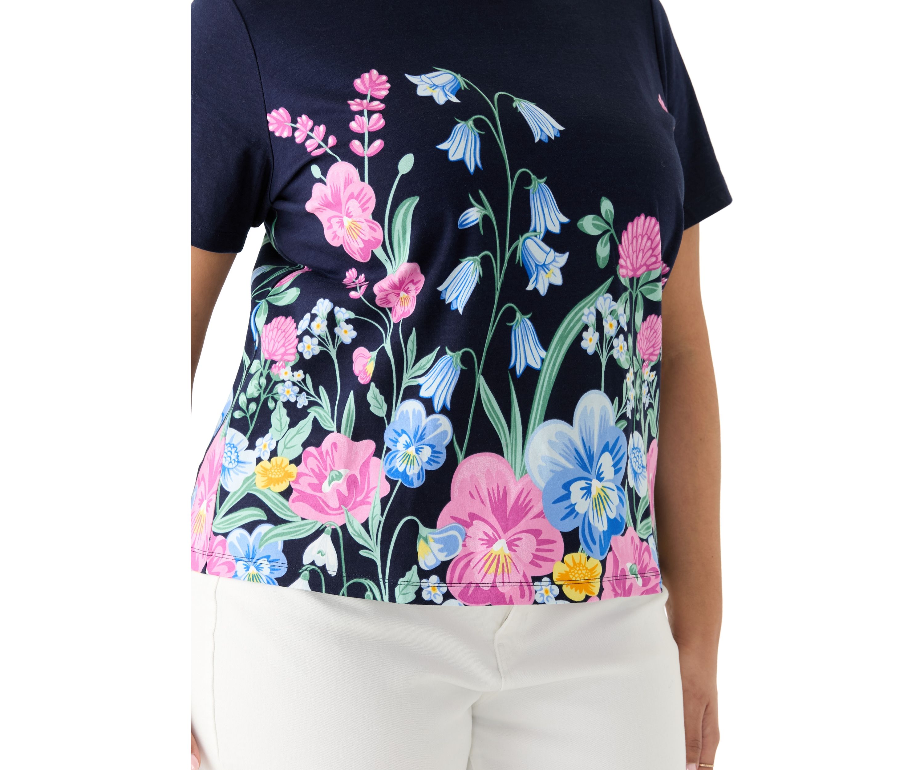 Plus Size Short Sleeve Crew Neck Placement Print T-Shirt