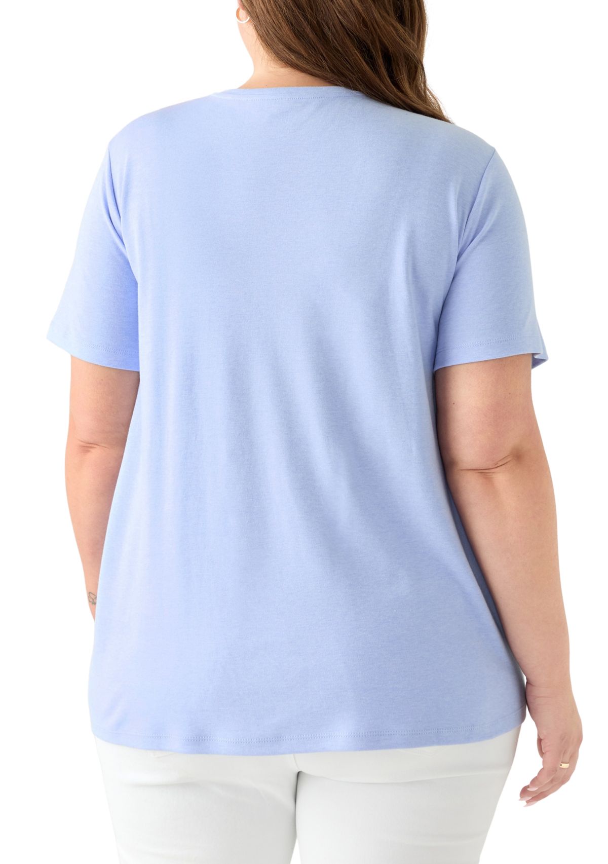 Plus Size Crew Neck Heather Graphic T-Shirt