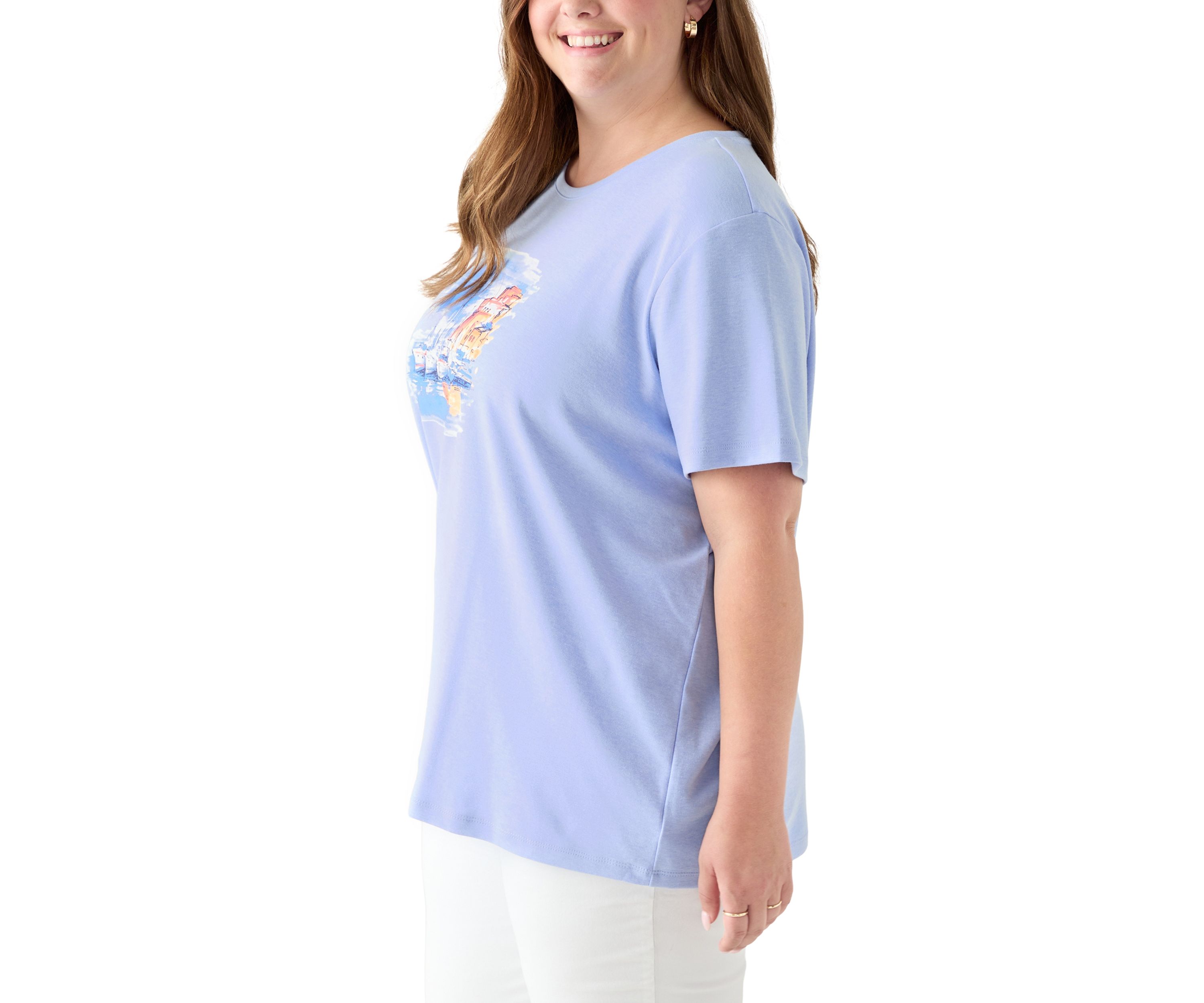 Plus Size Crew Neck Heather Graphic T-Shirt