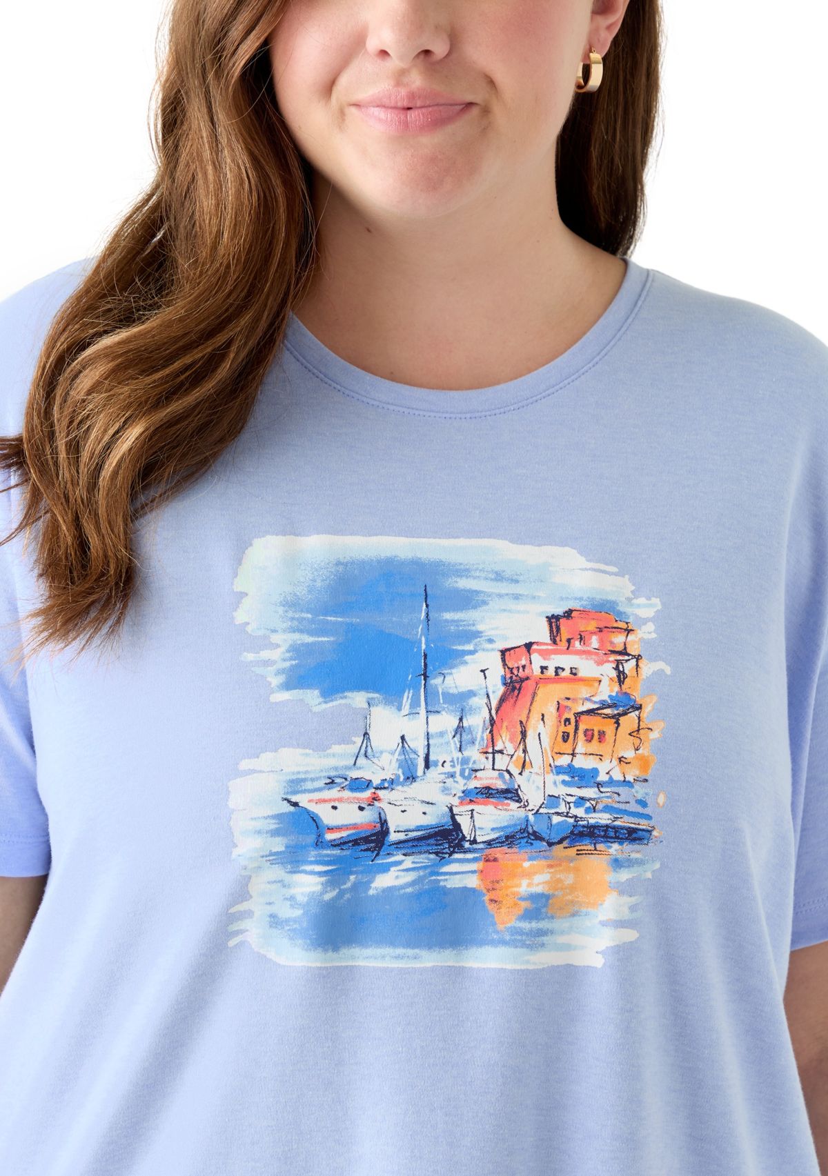 Plus Size Crew Neck Heather Graphic T-Shirt