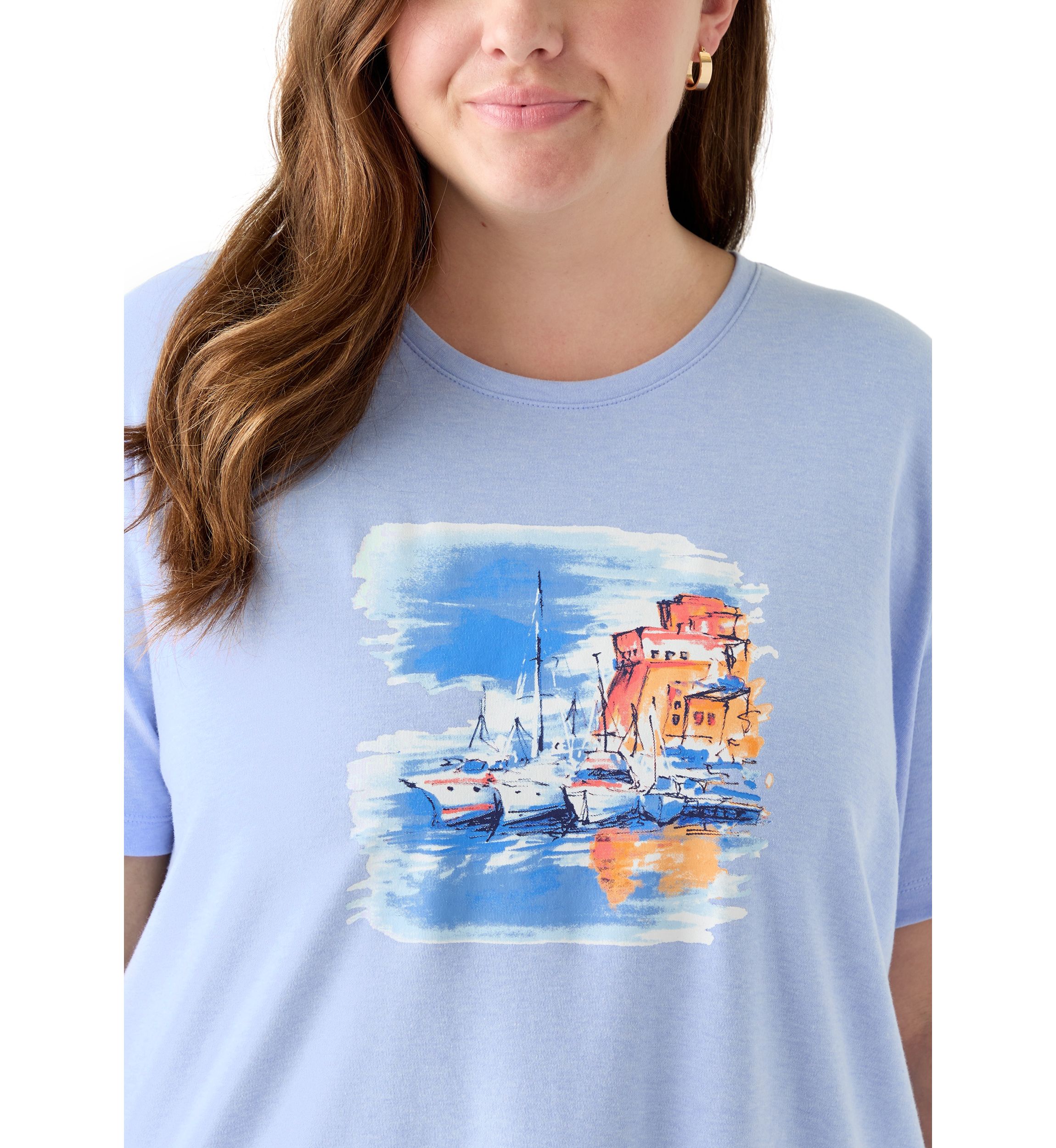 Plus Size Crew Neck Heather Graphic T-Shirt
