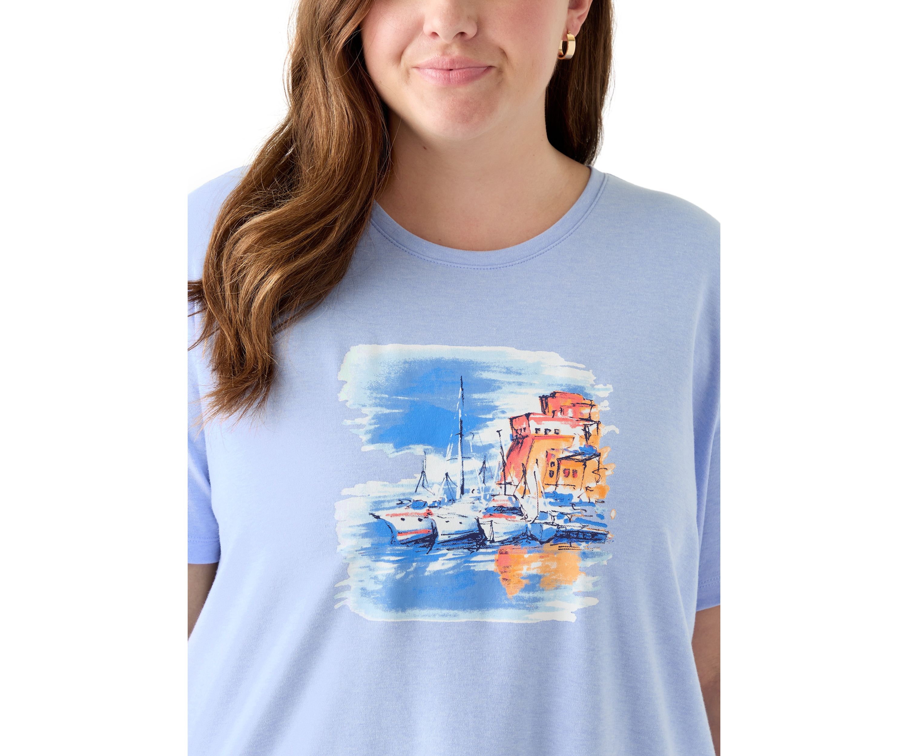 Plus Size Crew Neck Heather Graphic T-Shirt