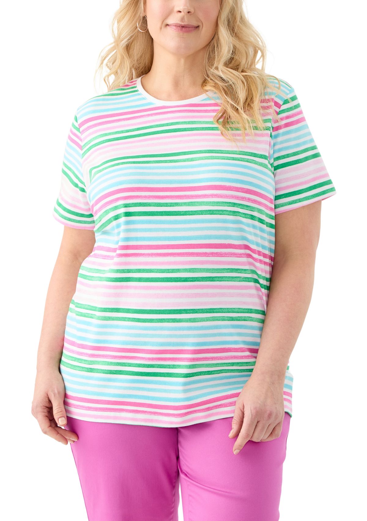 Plus Size Stripe Printed T-Shirt