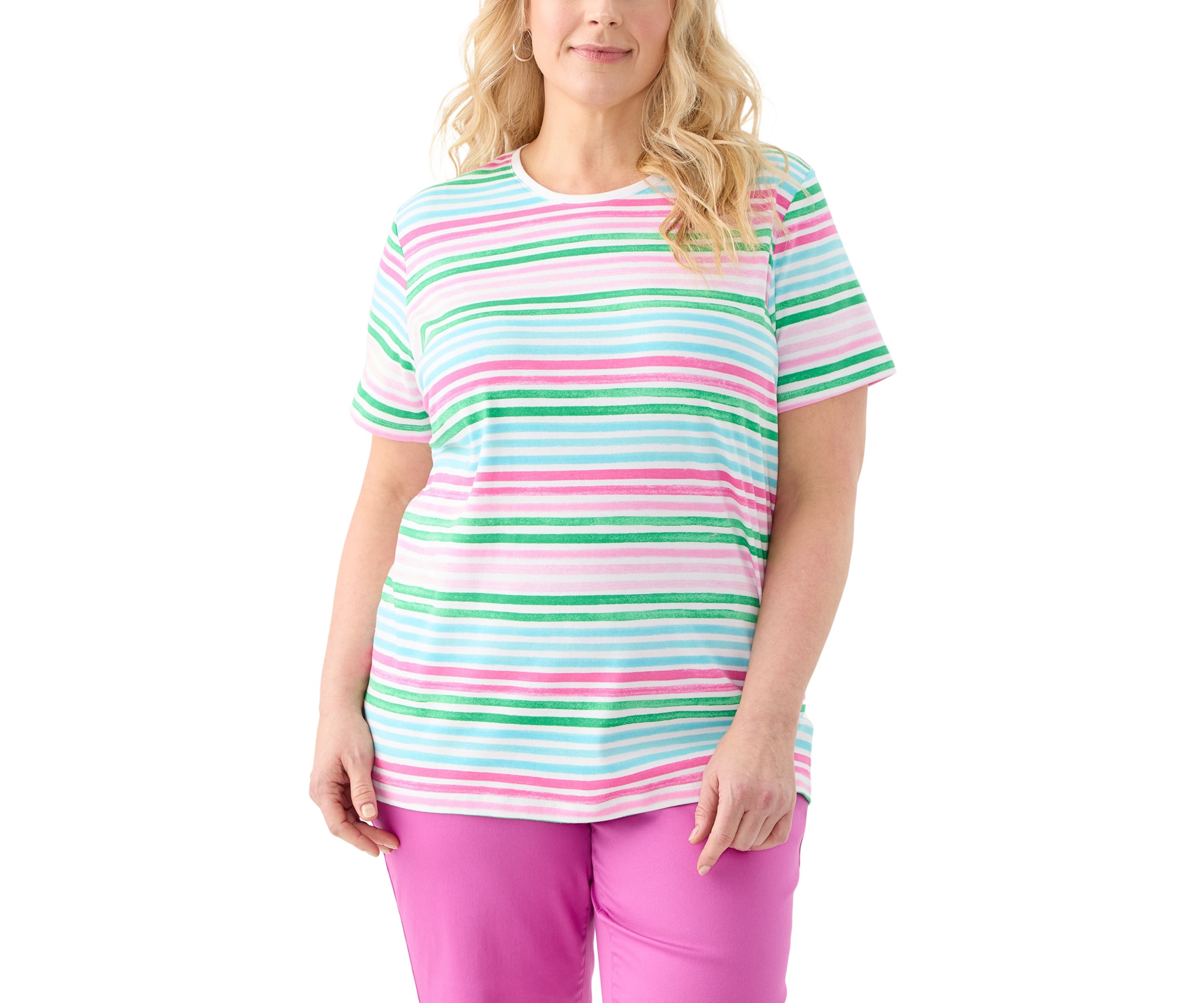 Plus Size Stripe Printed T-Shirt