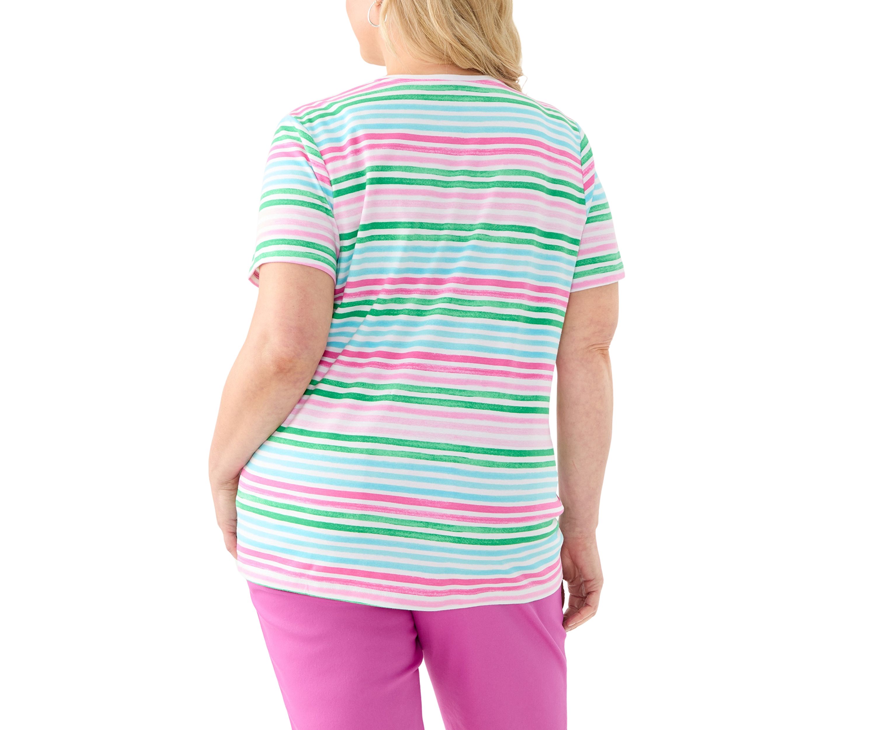 Plus Size Stripe Printed T-Shirt