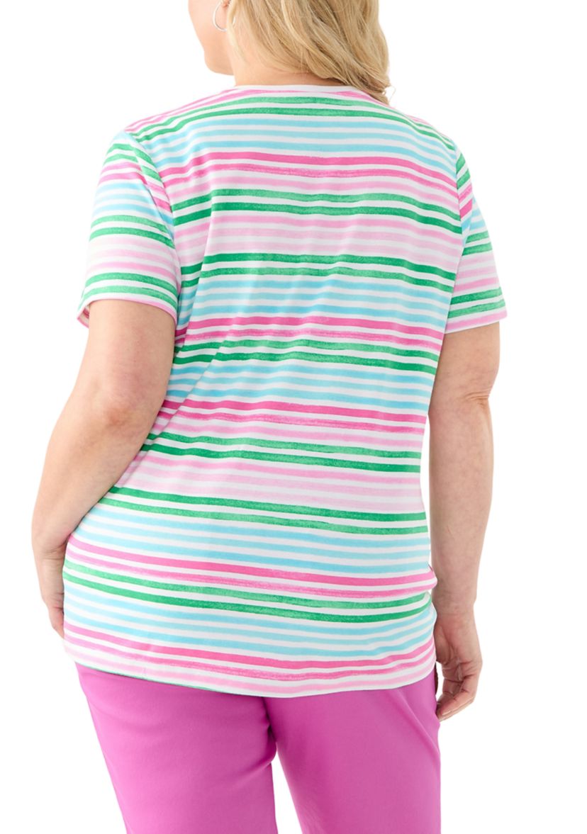 Plus Size Stripe Printed T-Shirt