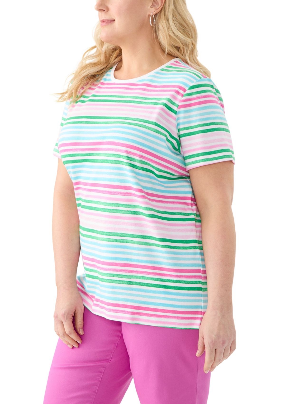 Plus Size Stripe Printed T-Shirt