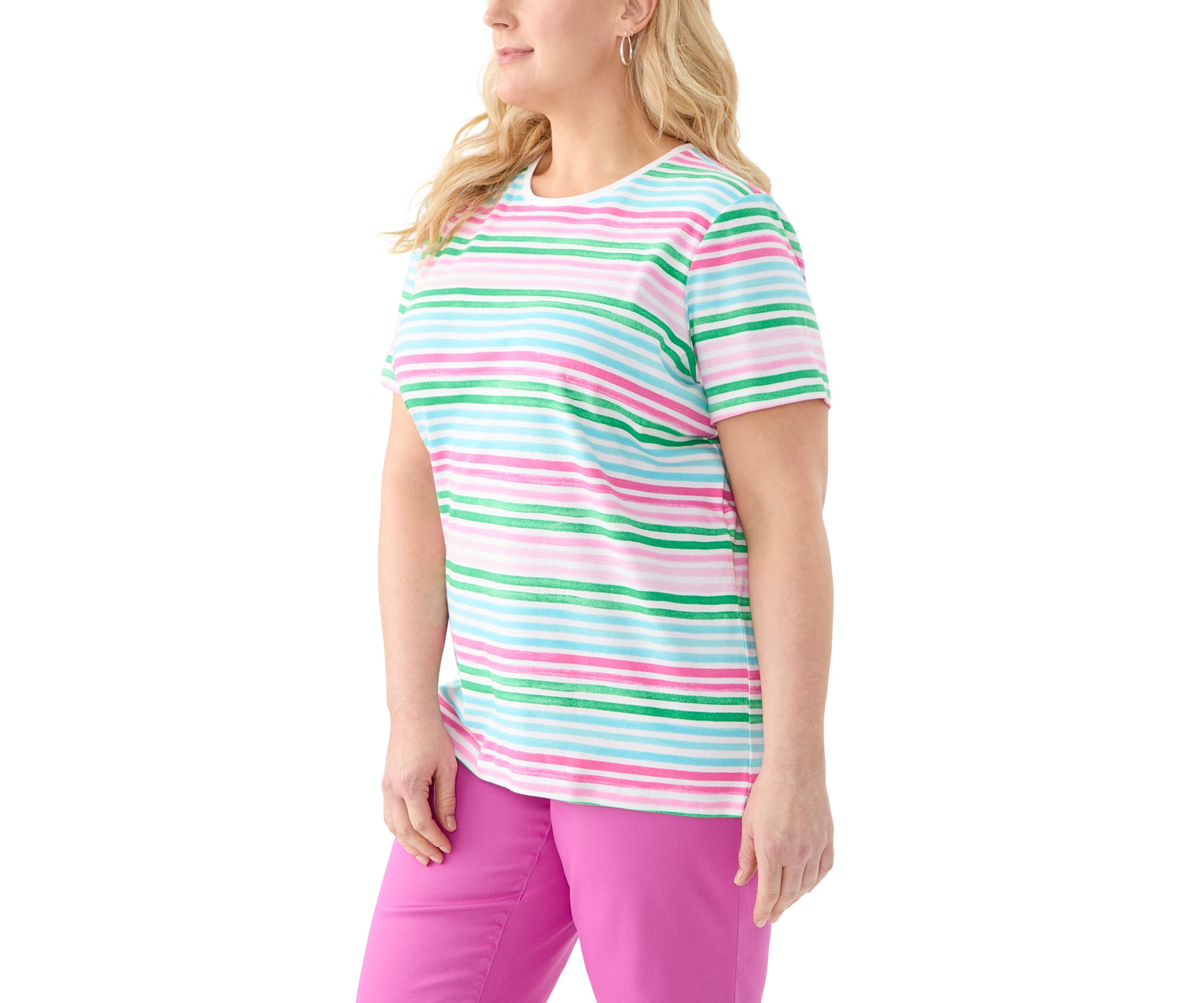 Plus Size Stripe Printed T-Shirt