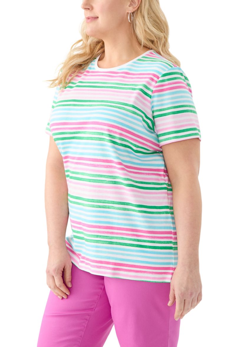 Plus Size Stripe Printed T-Shirt