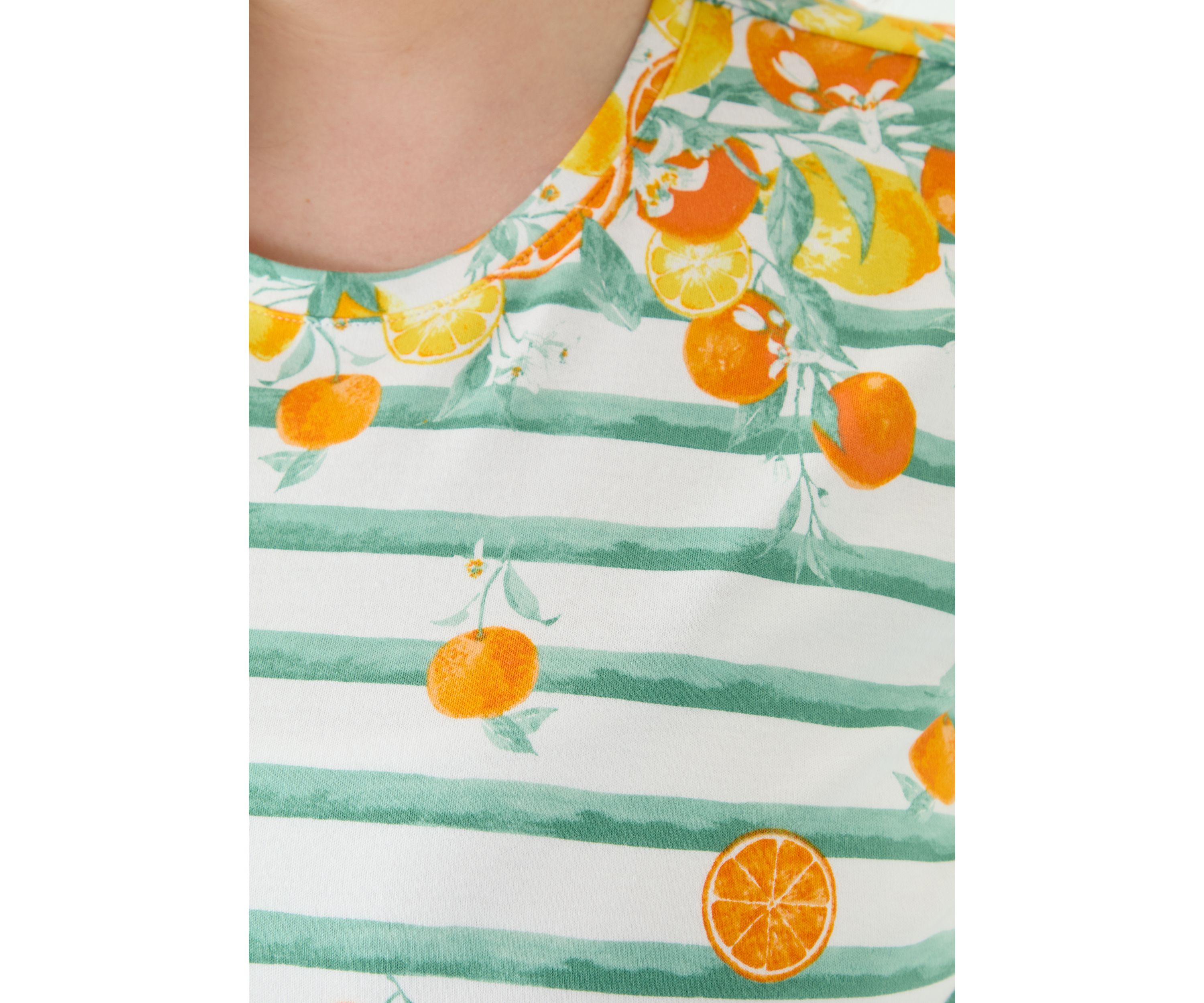 Plus Size Short Sleeve Crew Neck Placement Print with Stripe Shirt