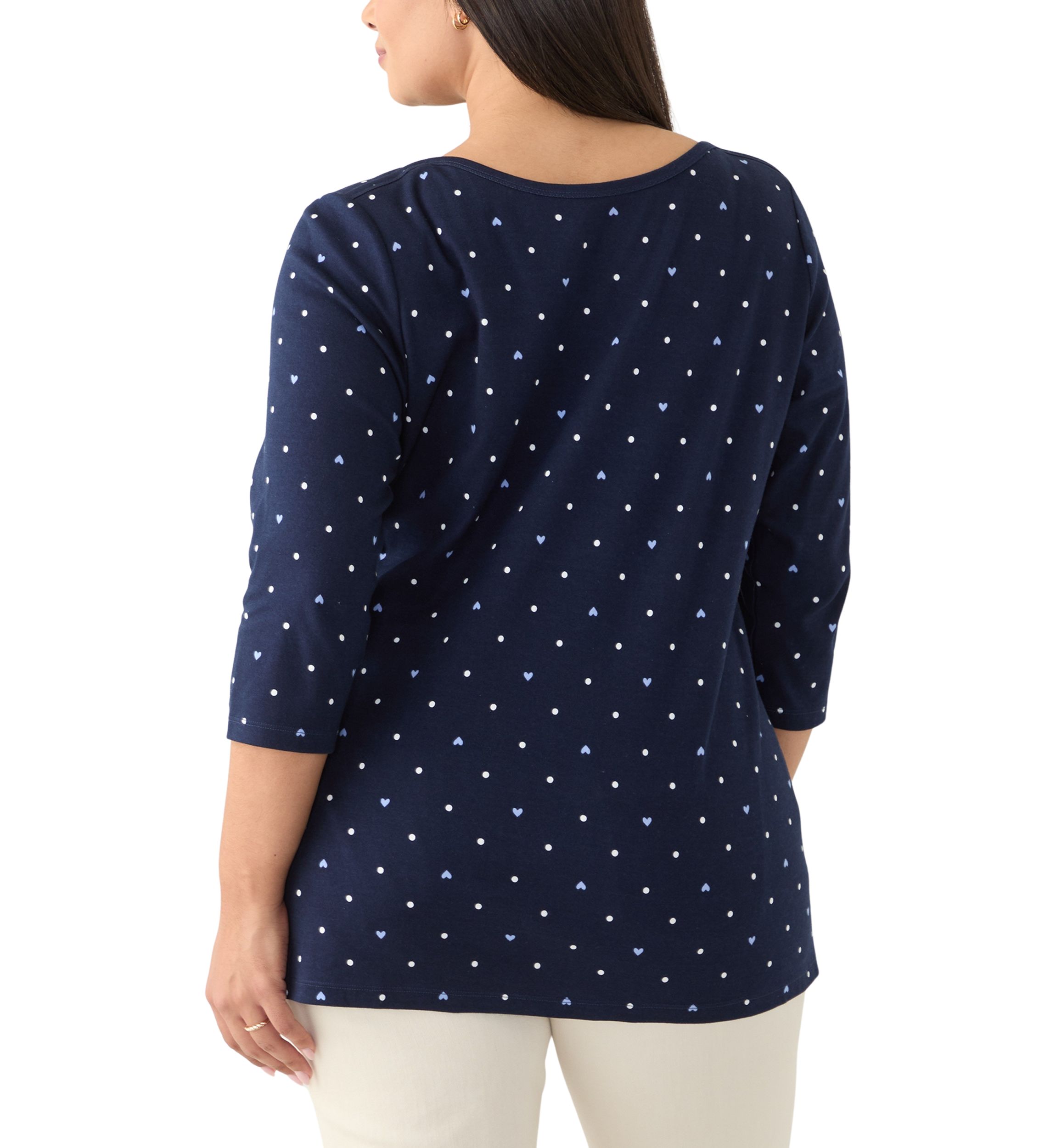 Plus Size Printed Boat Neck Top