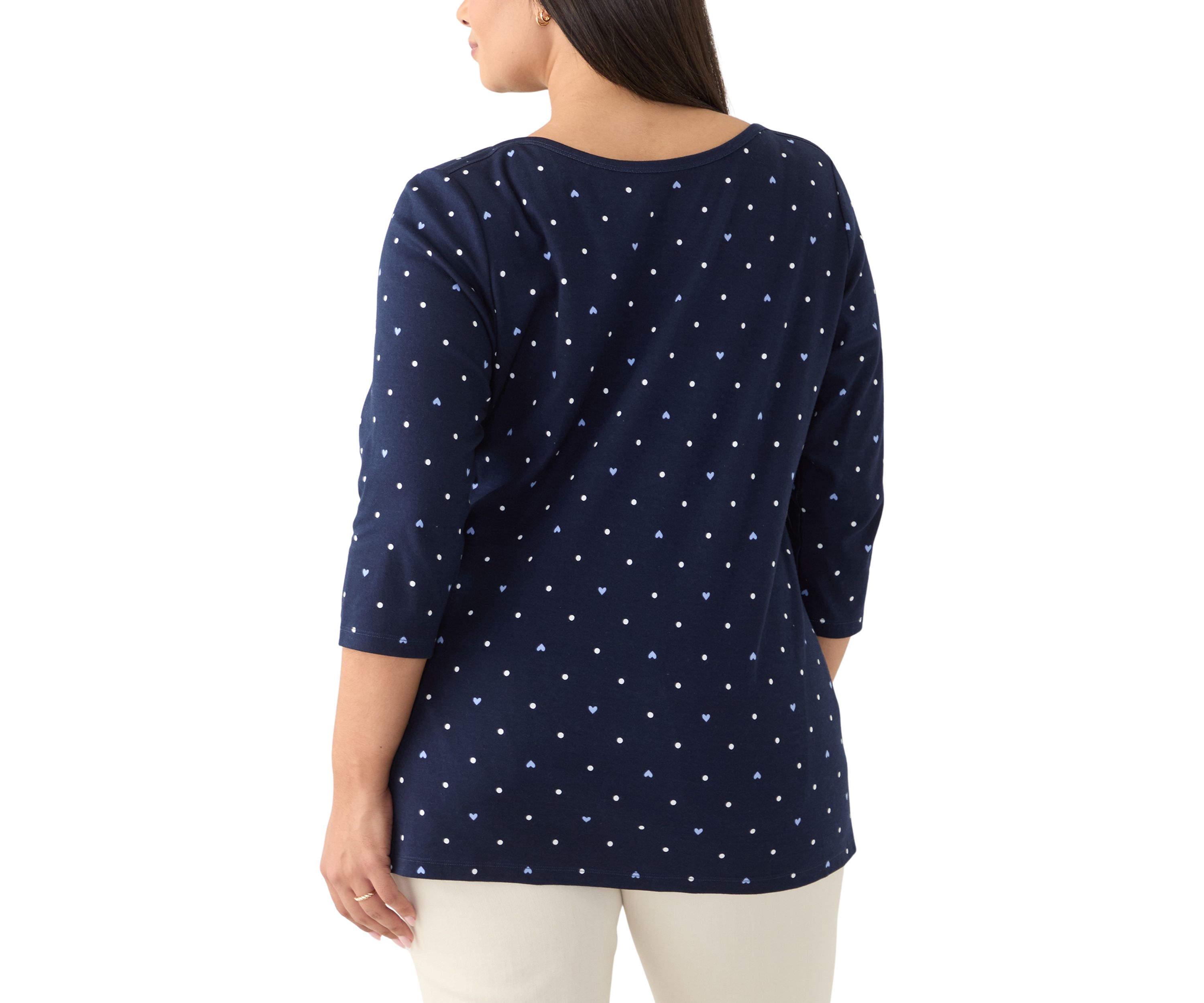 Plus Size Printed Boat Neck Top