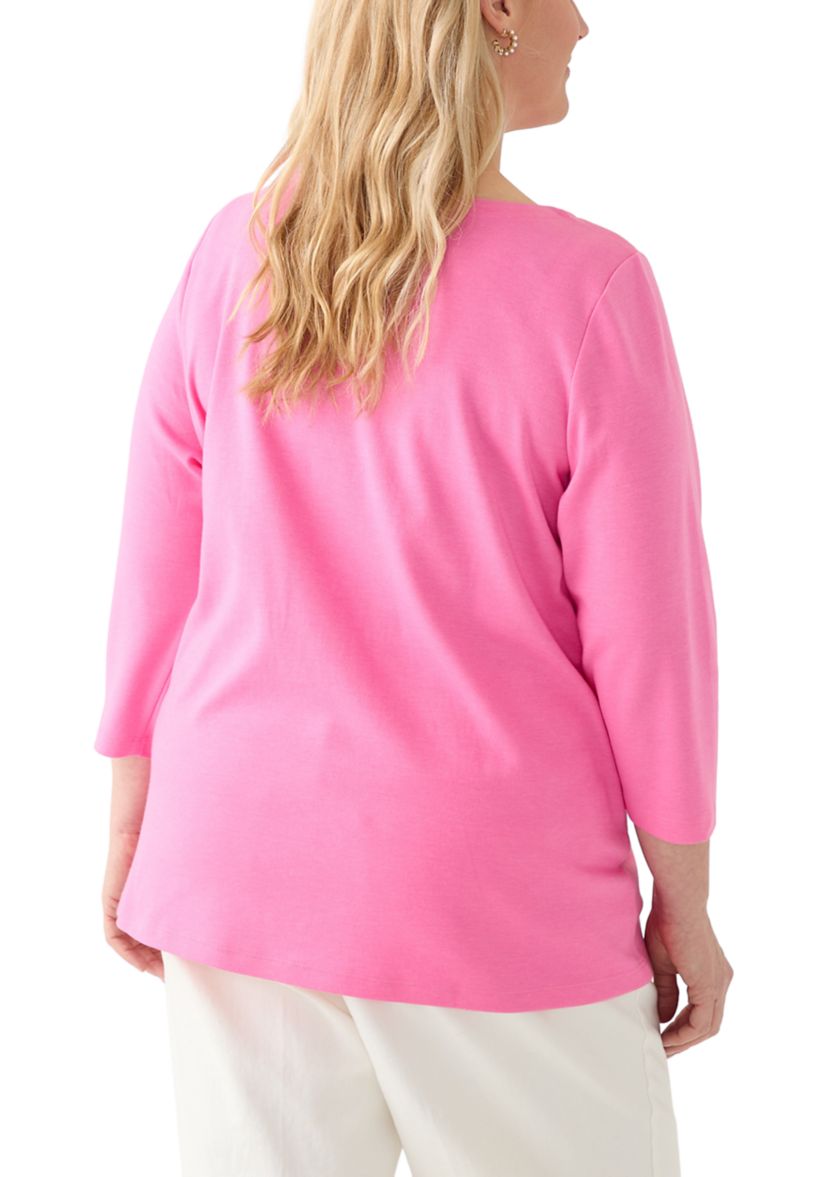 Plus Size Split Neck Top