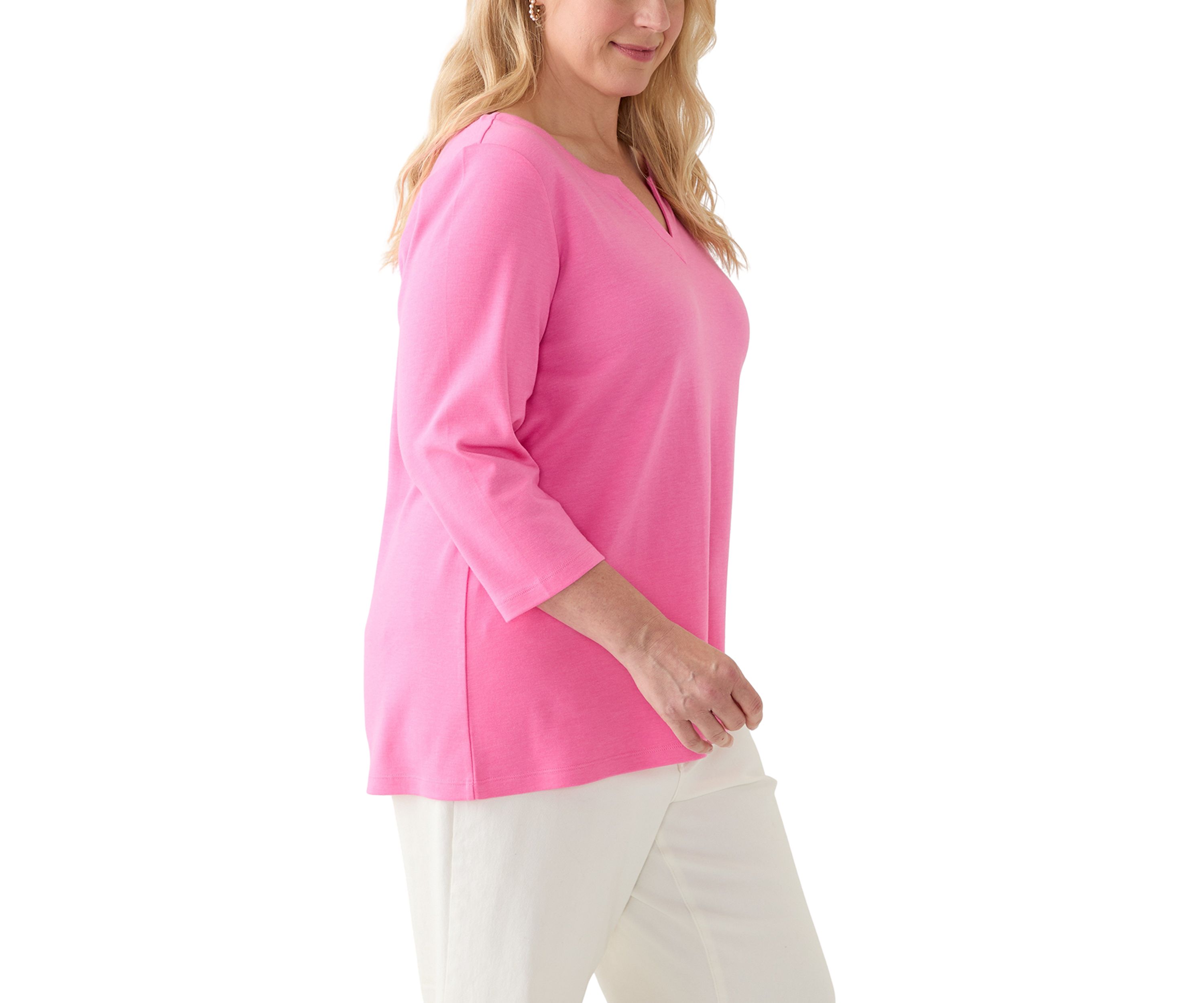 Plus Size Split Neck Top