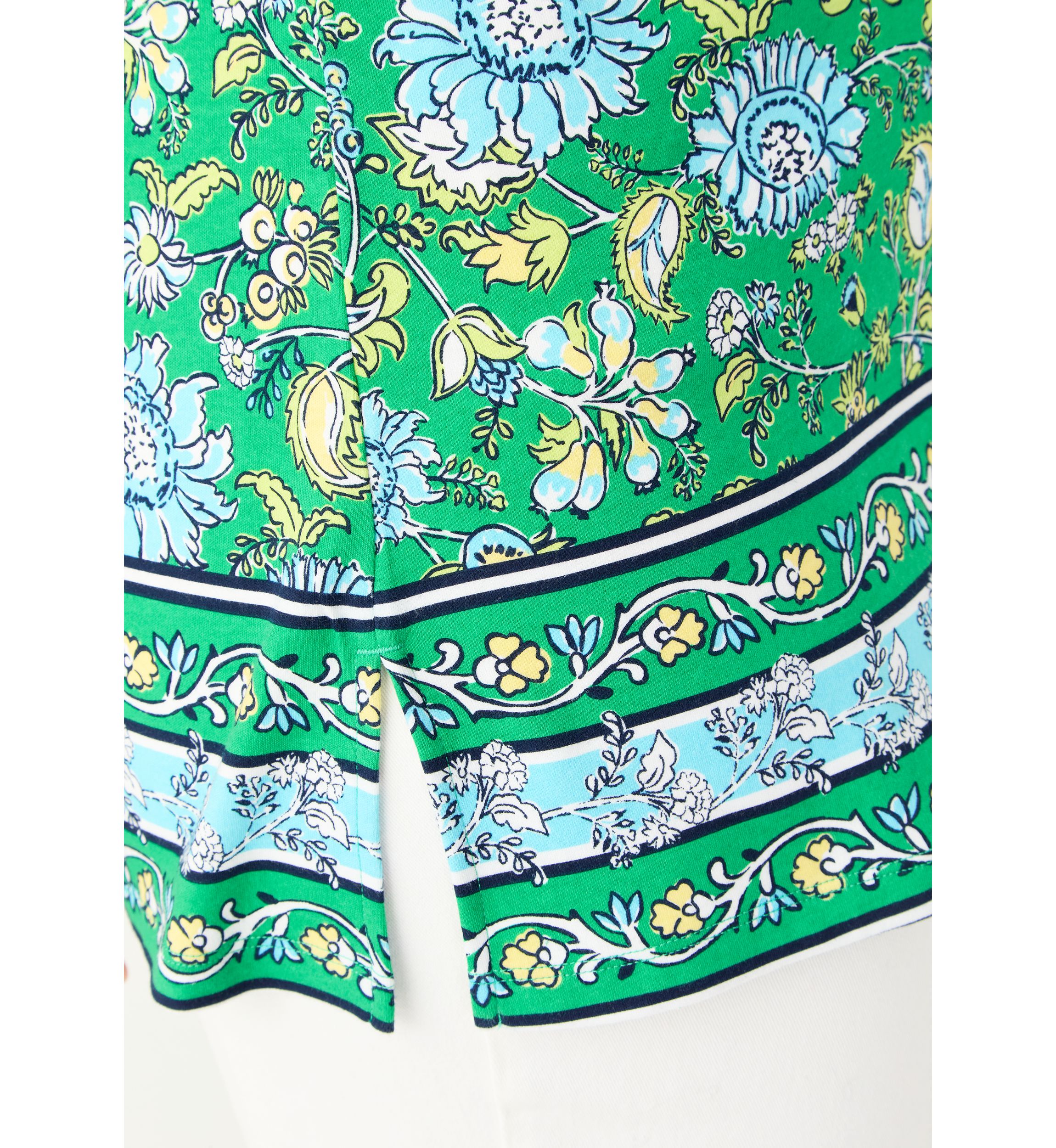 Plus Size Border Printed Boat Neck Top