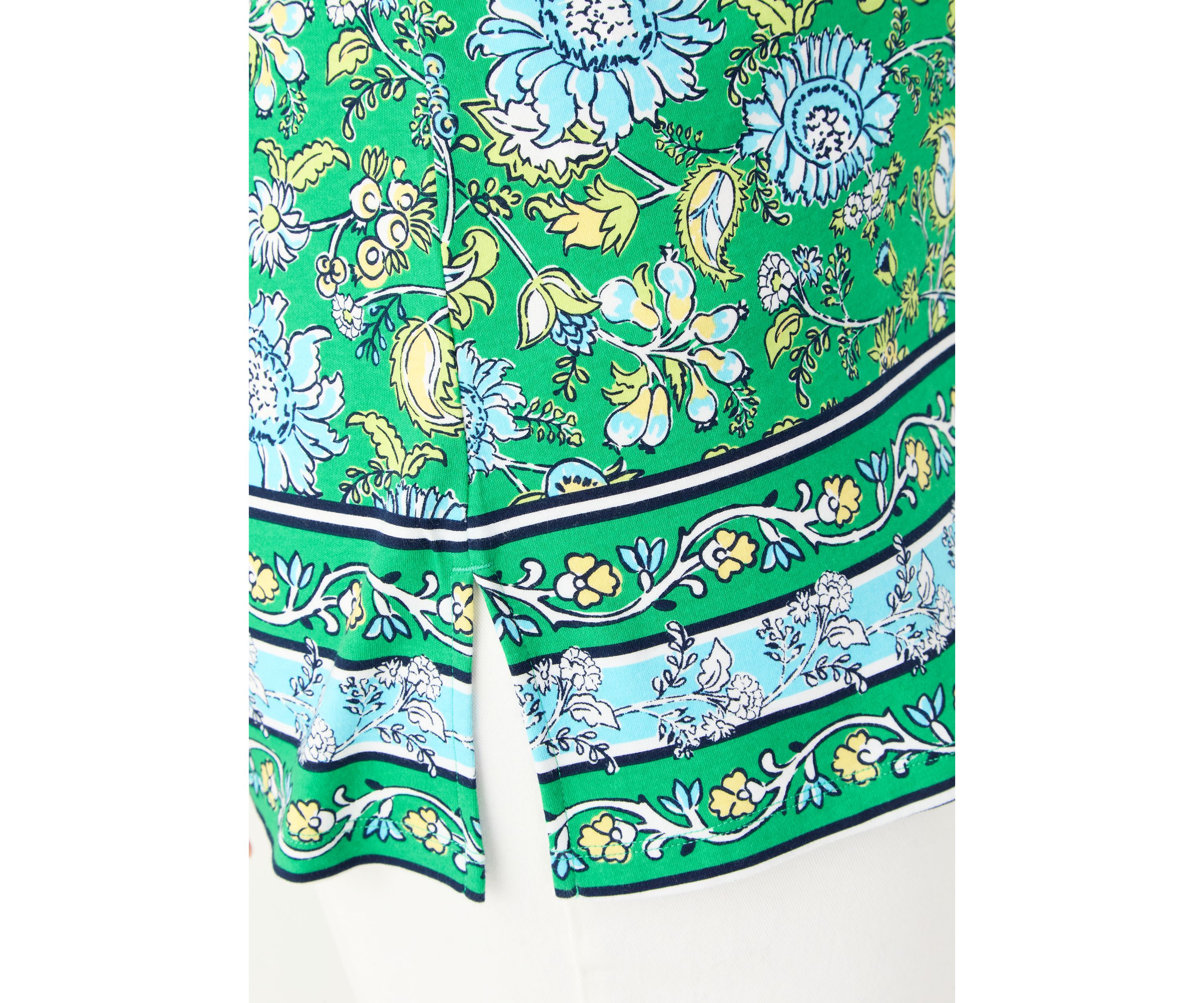 Plus Size Border Printed Boat Neck Top