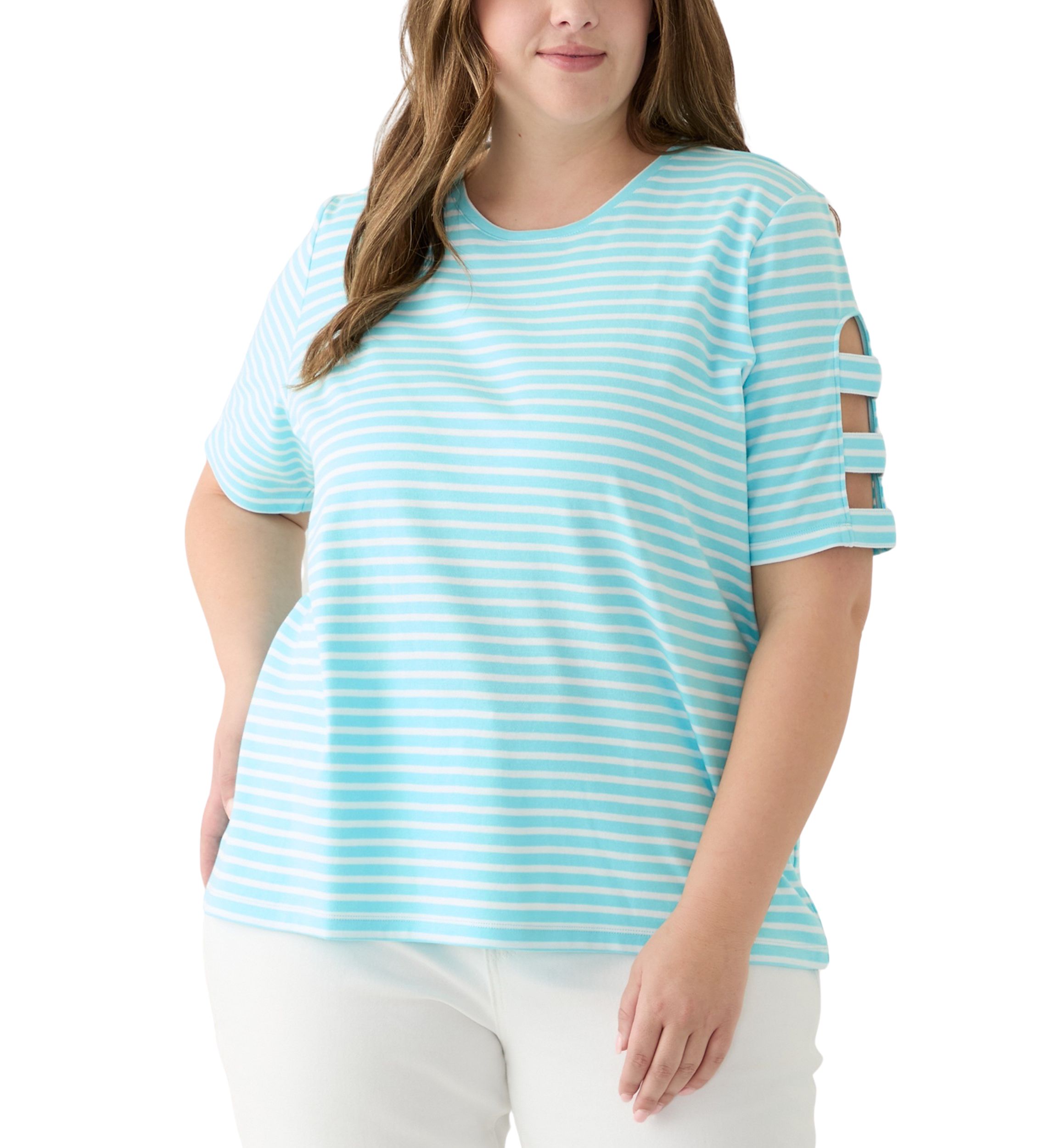Plus Size Elbow Ladder Sleeve Top
